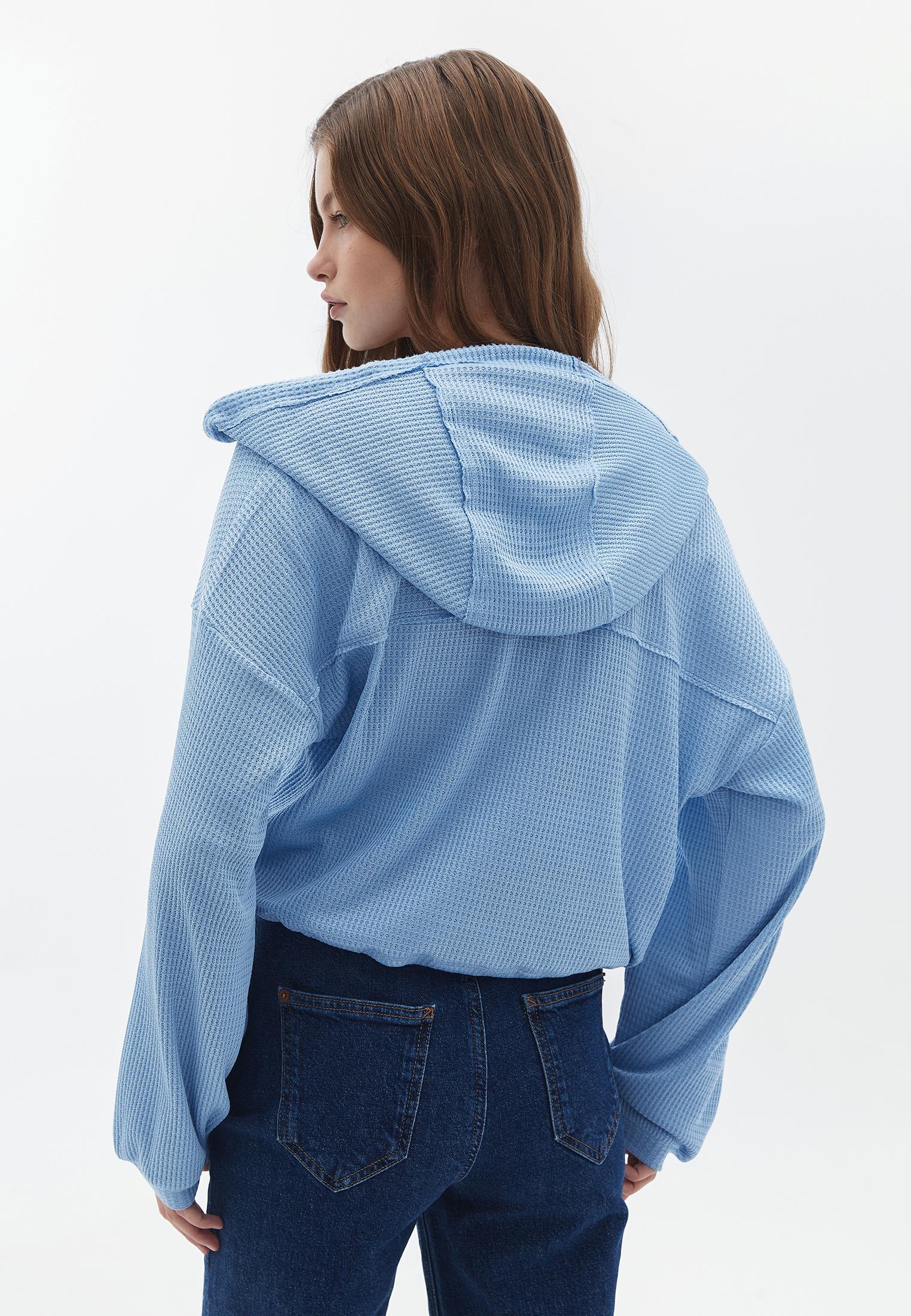 Hooded Cropped Sweatshirt - GLACIER LAKE
