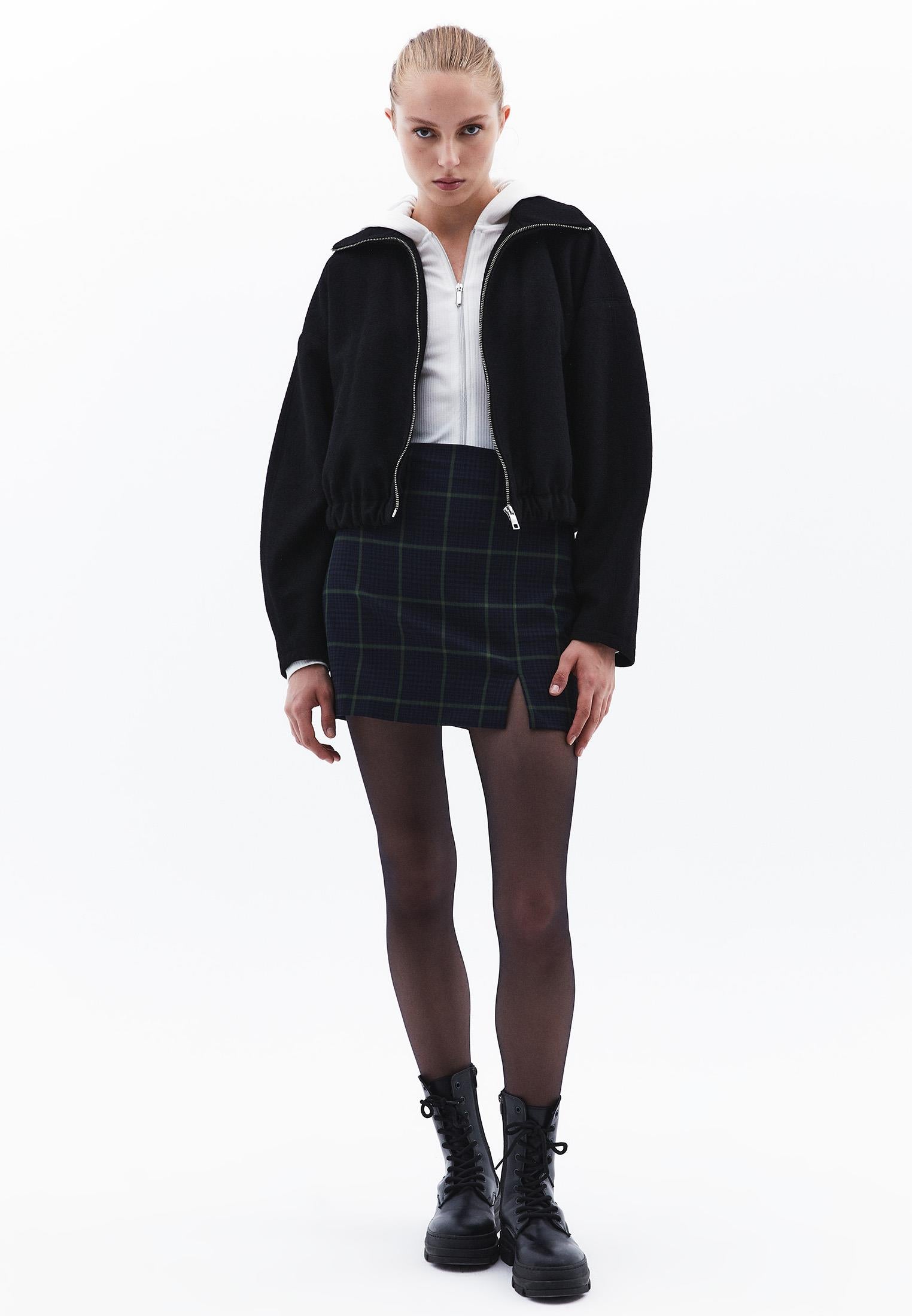 Plaid High Waist Mini Skirt - GOLDEN CYPRESS CHECK