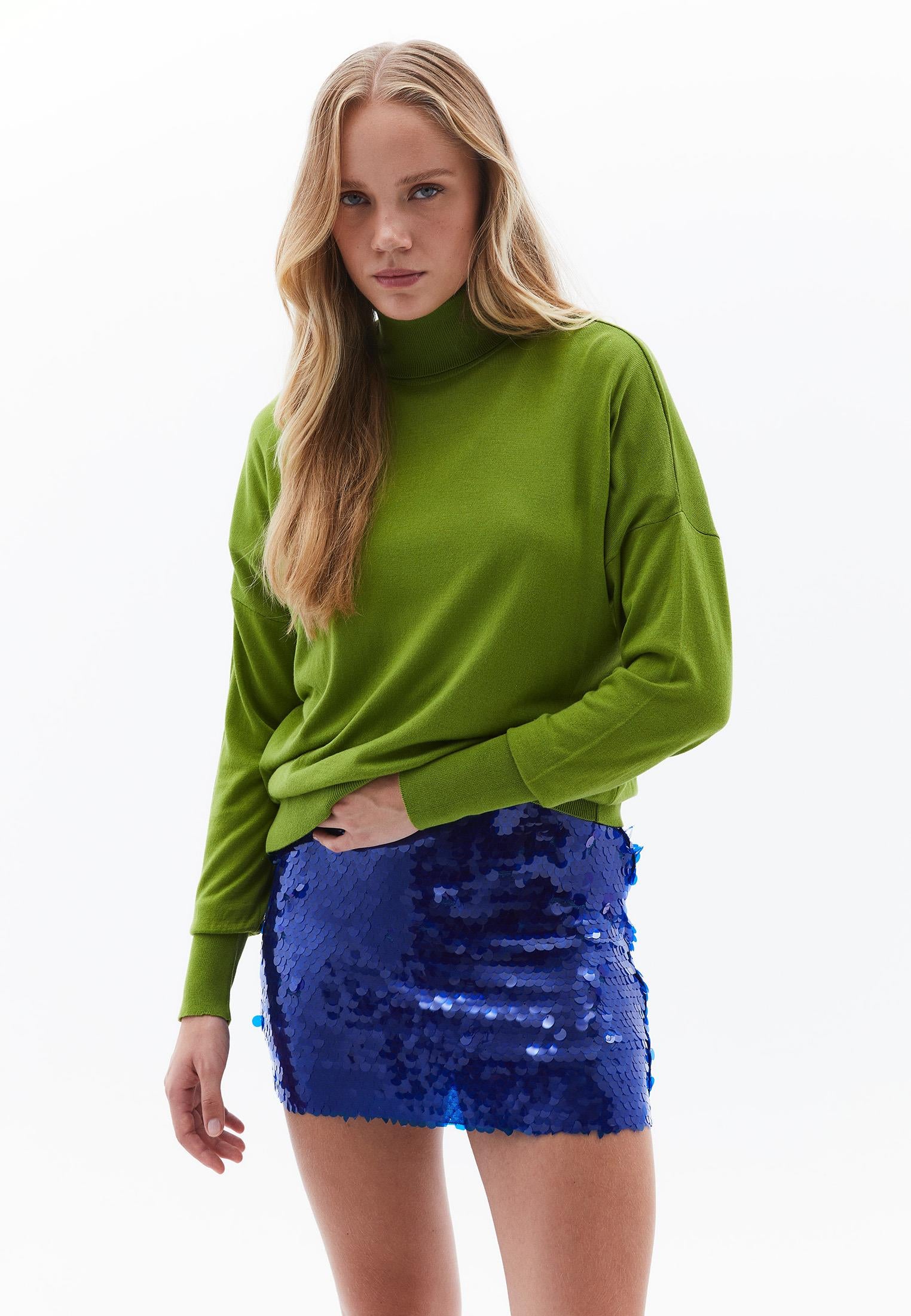 Turtleneck Long Sleeve Comfortable Knitwear - GOLDEN CYPRESS