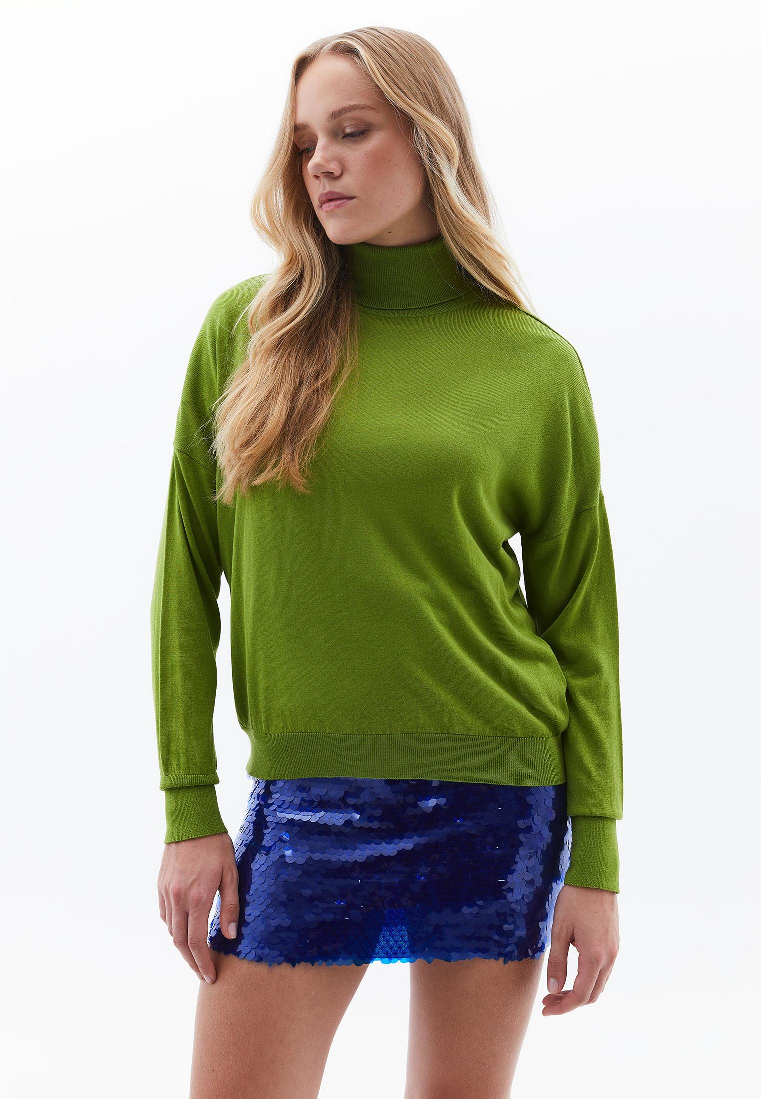 Turtleneck Long Sleeve Comfortable Knitwear - GOLDEN CYPRESS