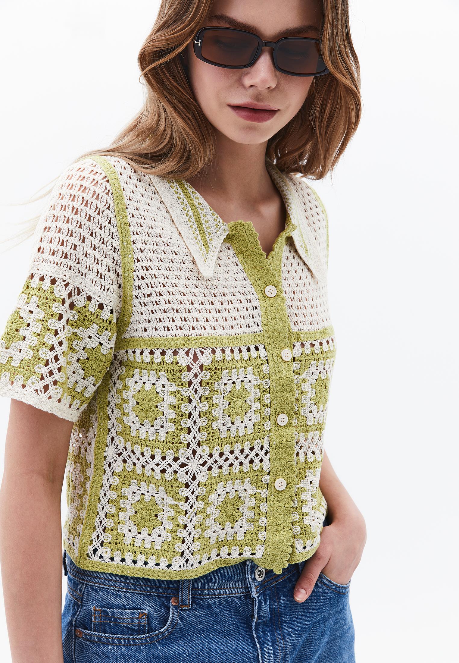 Polo Collar Shirt - ALMOND MILK/GOLDEN CYPRESS