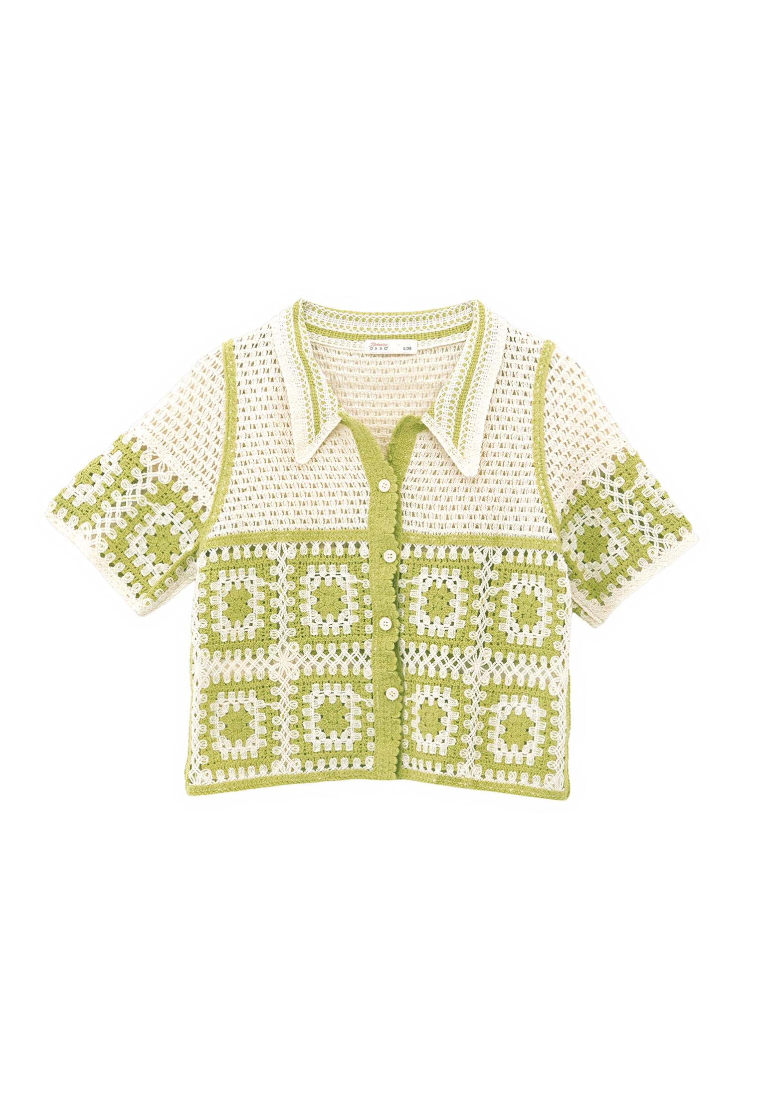 Polo Collar Shirt - ALMOND MILK/GOLDEN CYPRESS