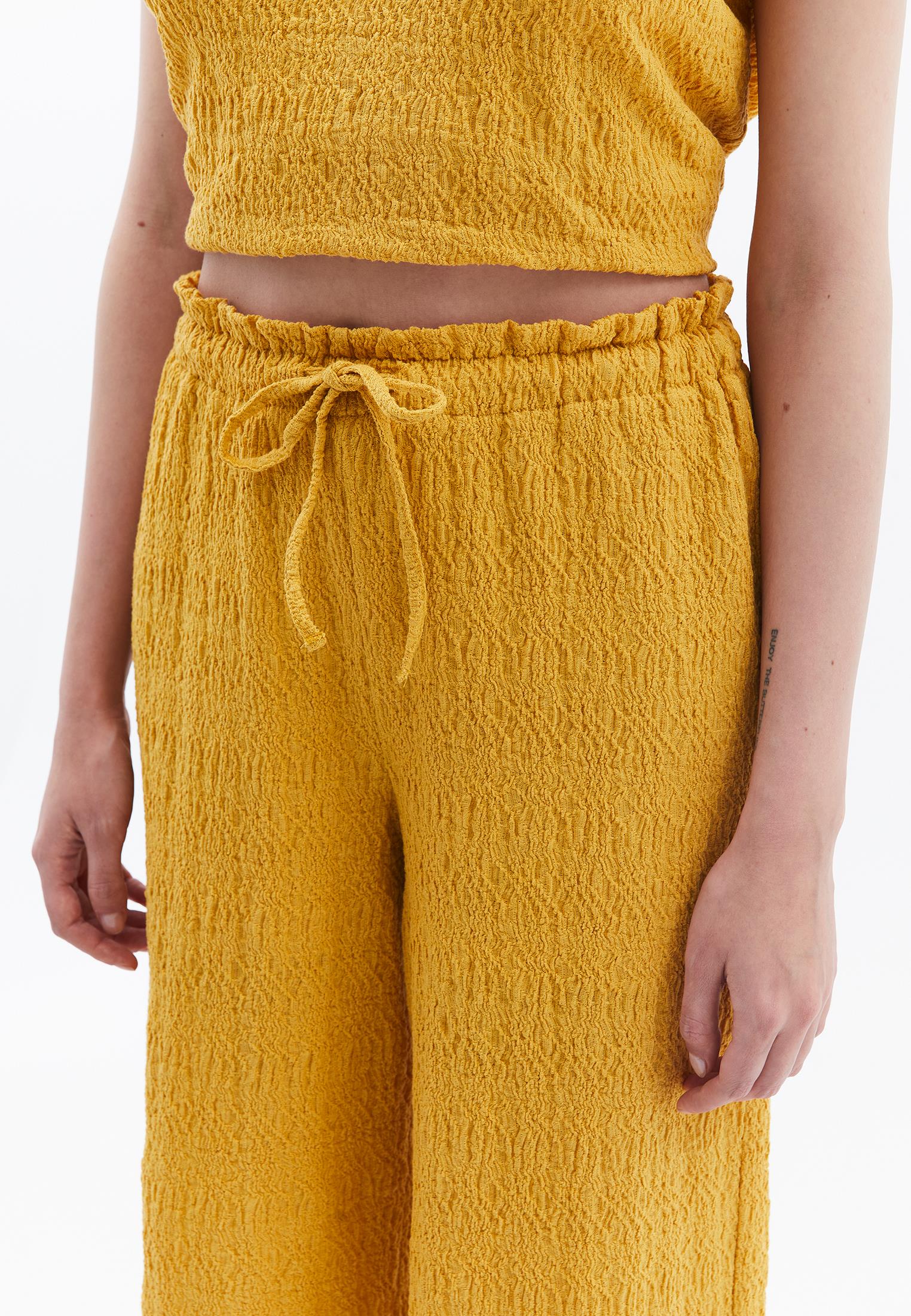 High Waist Midi Culotte Pants - GOLDEN SPICE
