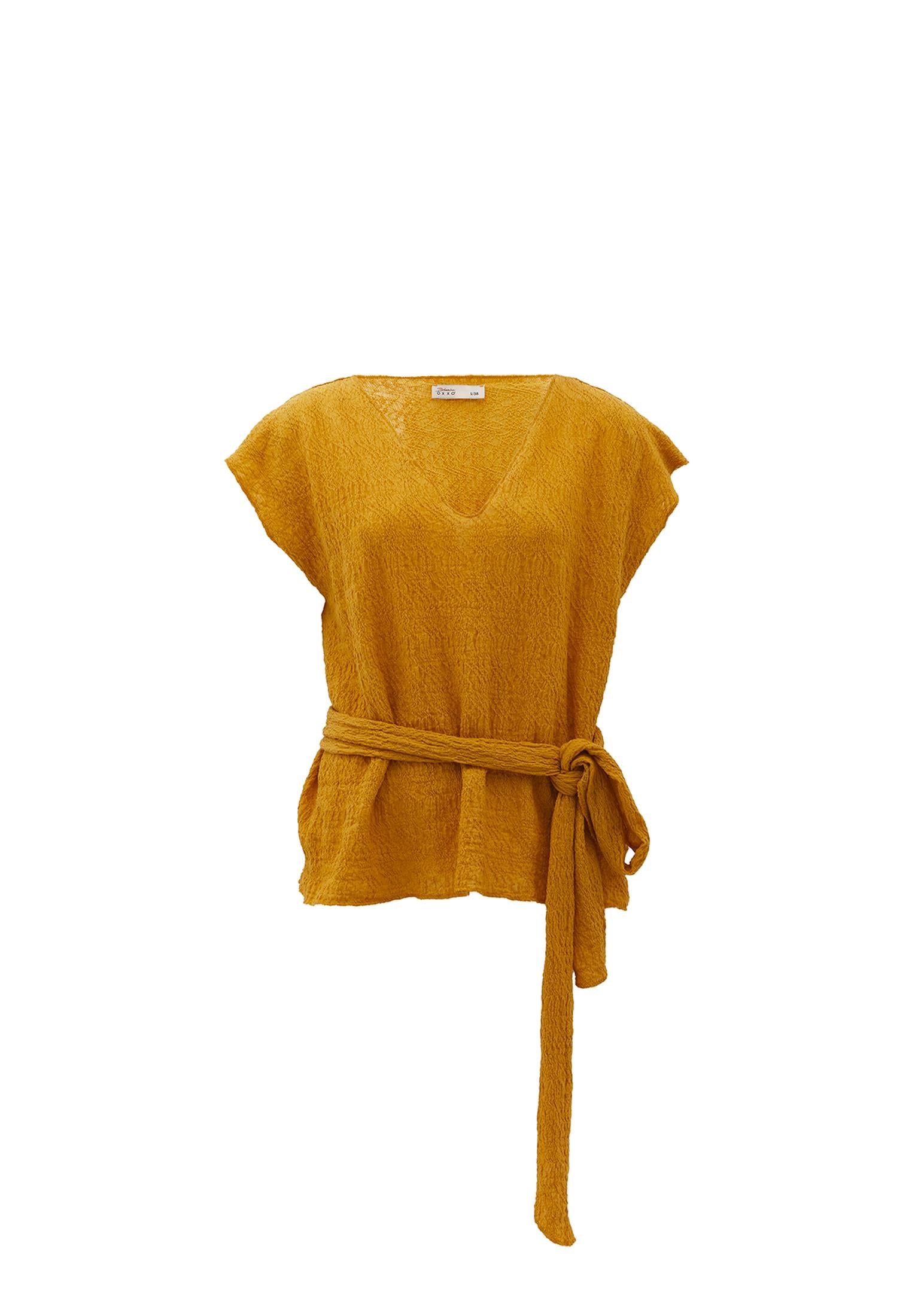 V Neck Loose Blouse - GOLDEN SPICE