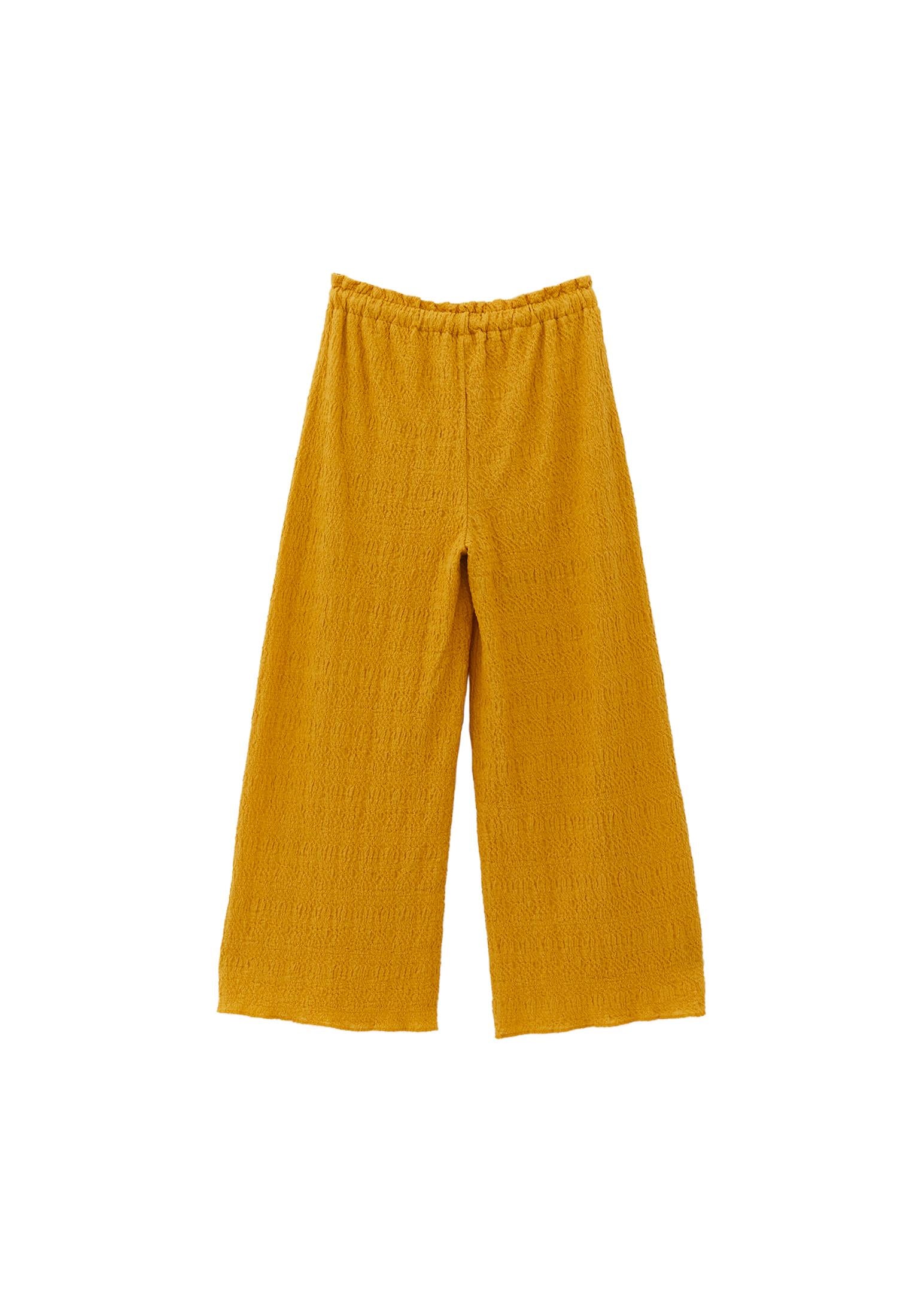 High Waist Midi Culotte Pants - GOLDEN SPICE