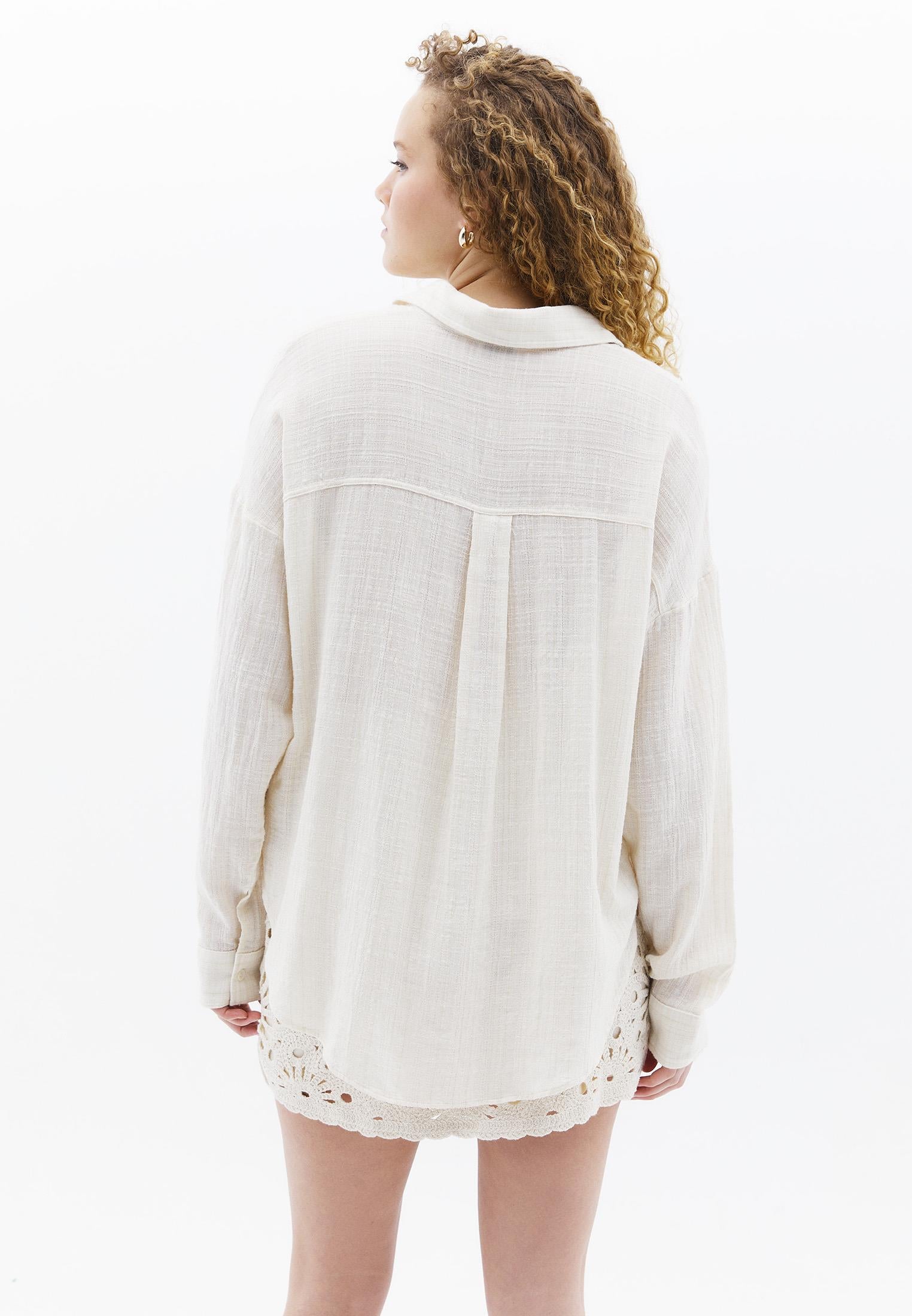 Oversize Shirt With Button Details - GOLD STRIPE