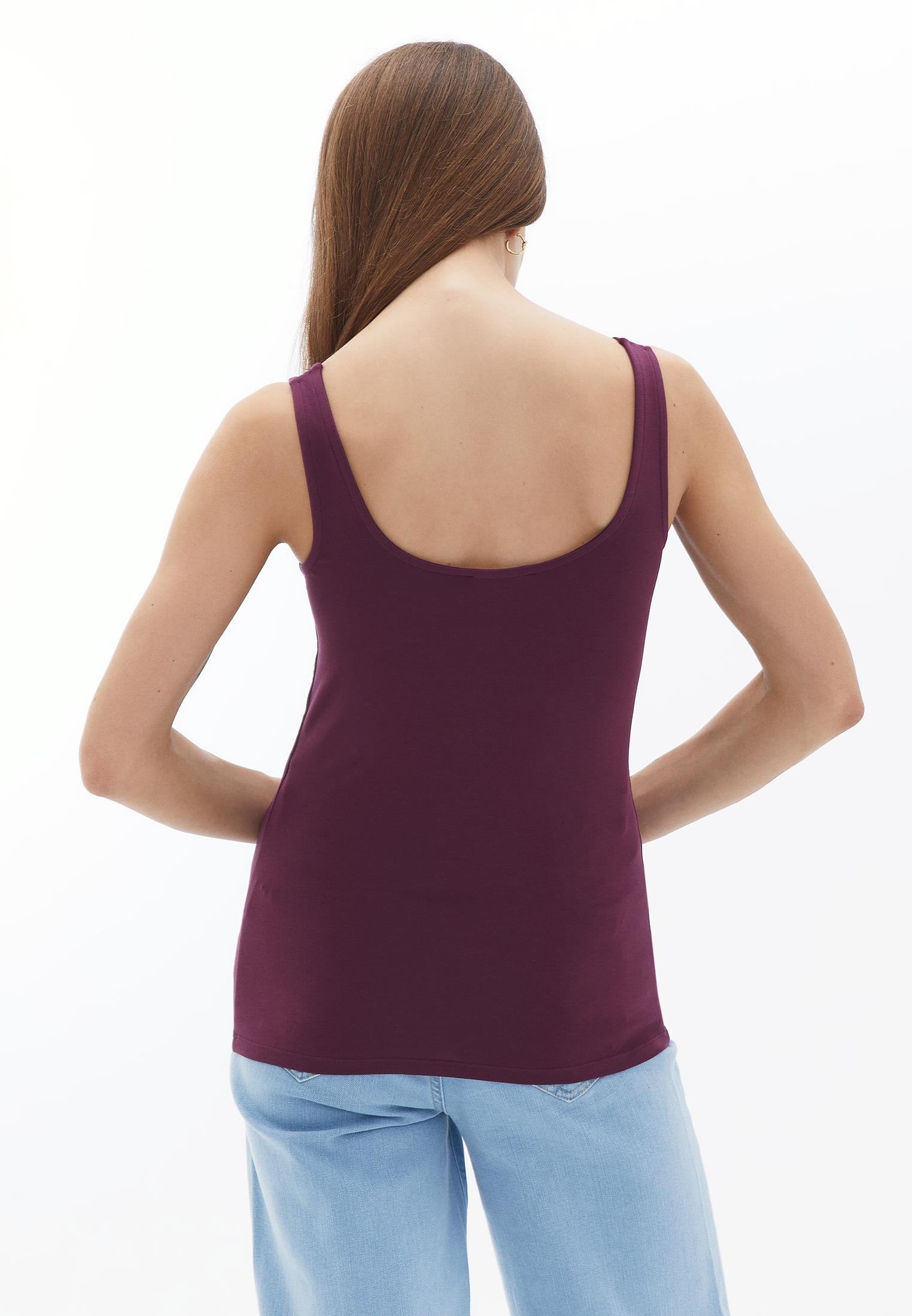 Square Neck Sleeveless Long Tank Top - GRAPE WINE