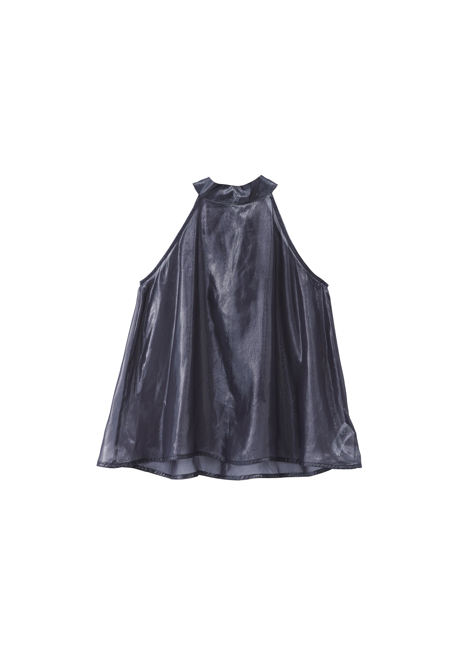 Shiny Halter Neck Blouse - GRAY PINSTRIPE