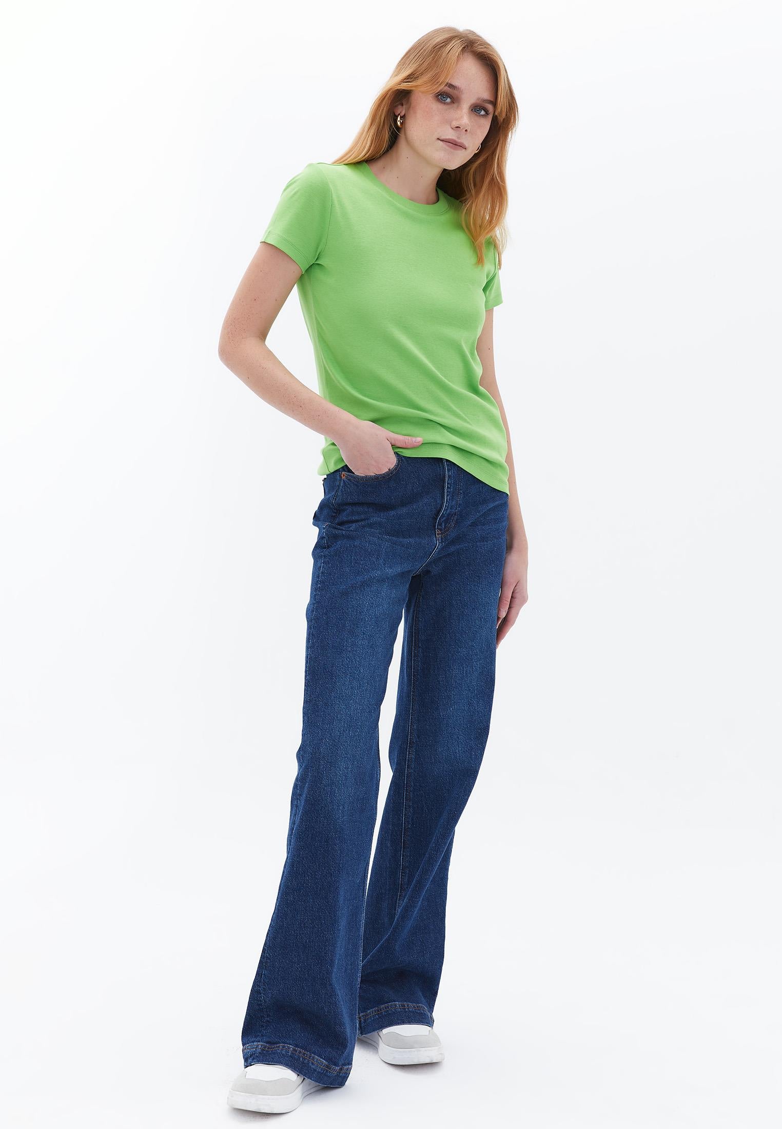 Crew Neck Loose Fit T-Shirt - GREENERY
