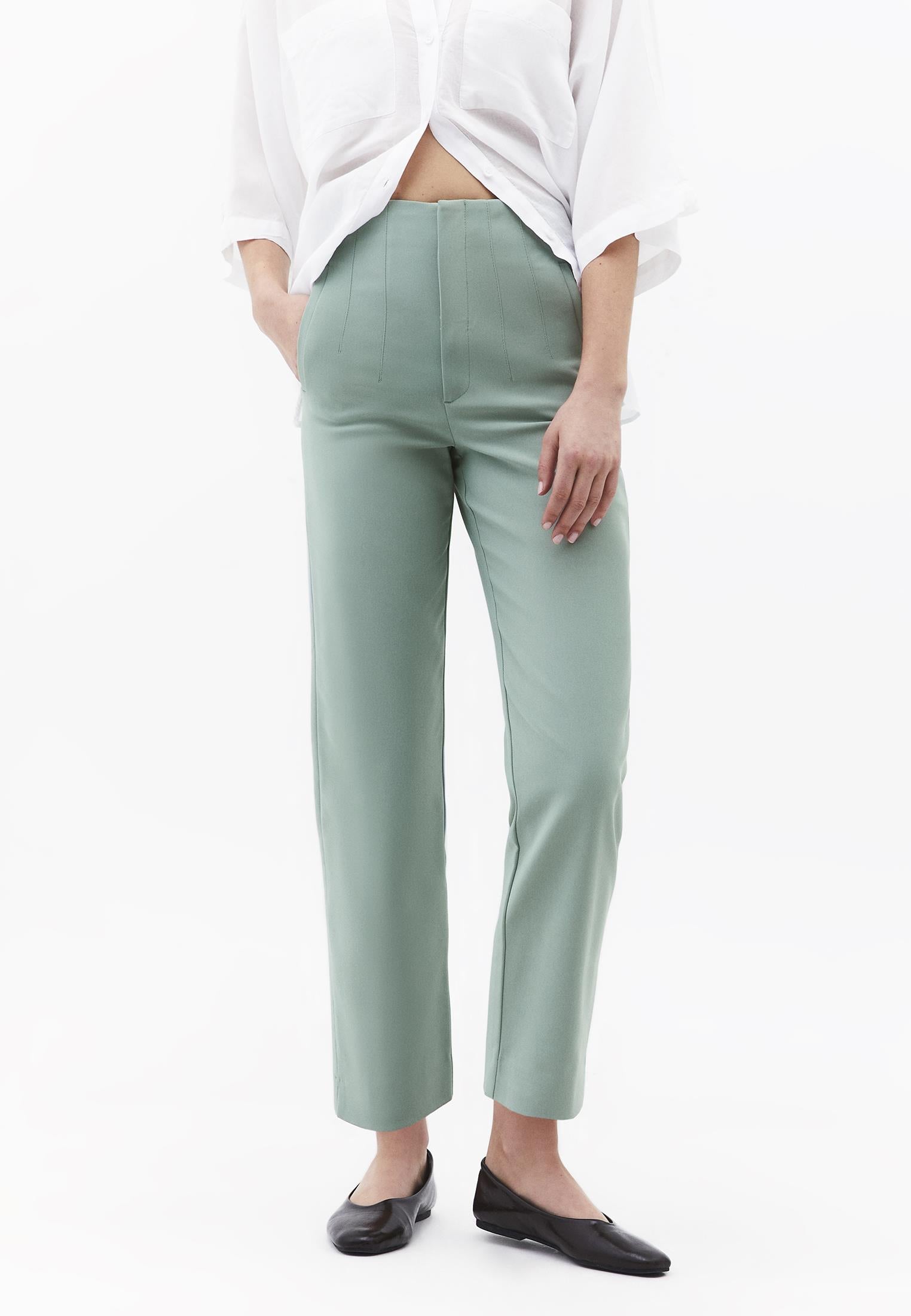 Carrot Cut Ultra High Waist Standard Pants - GREEN MILIEU