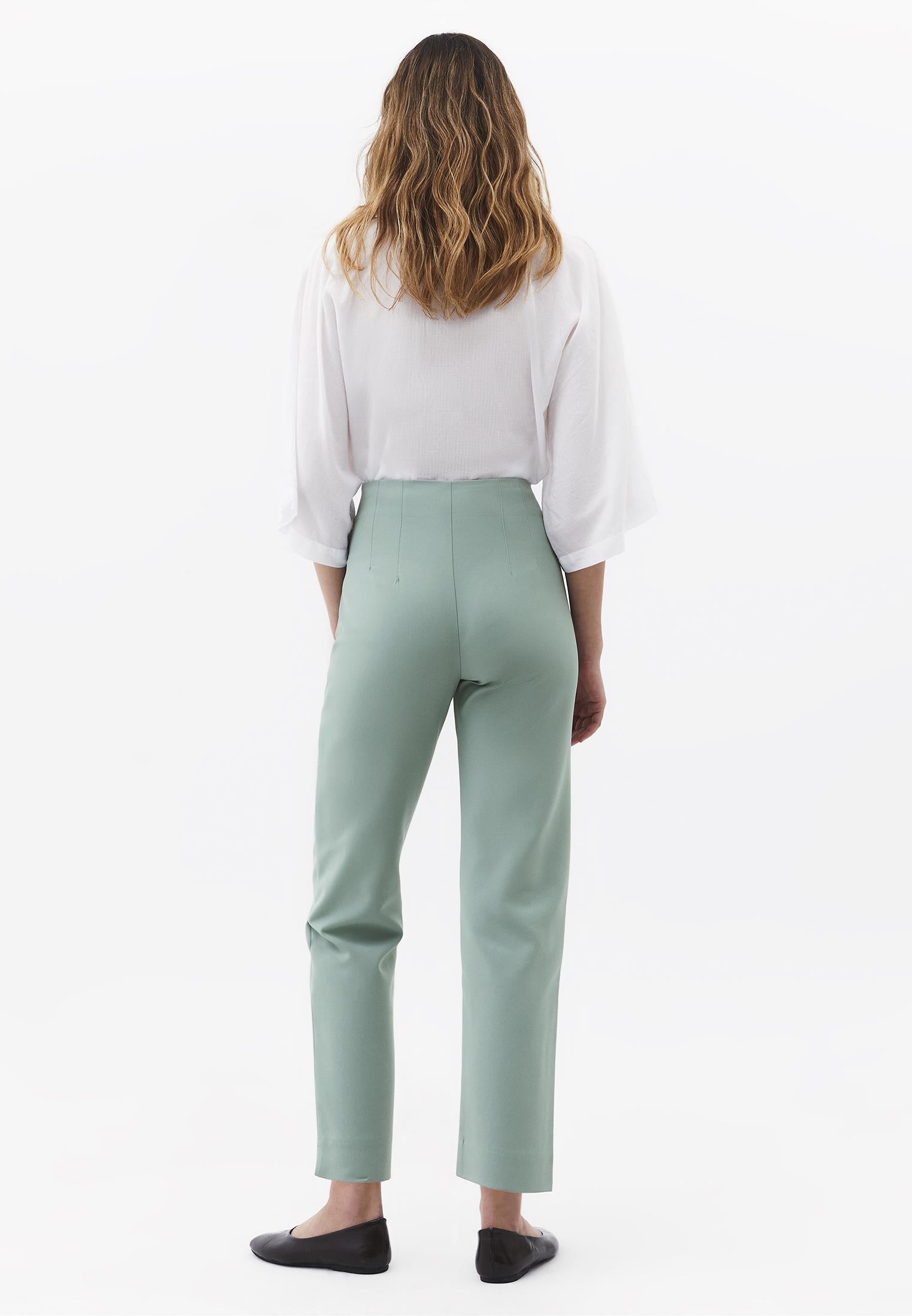 Carrot Cut Ultra High Waist Standard Pants - GREEN MILIEU