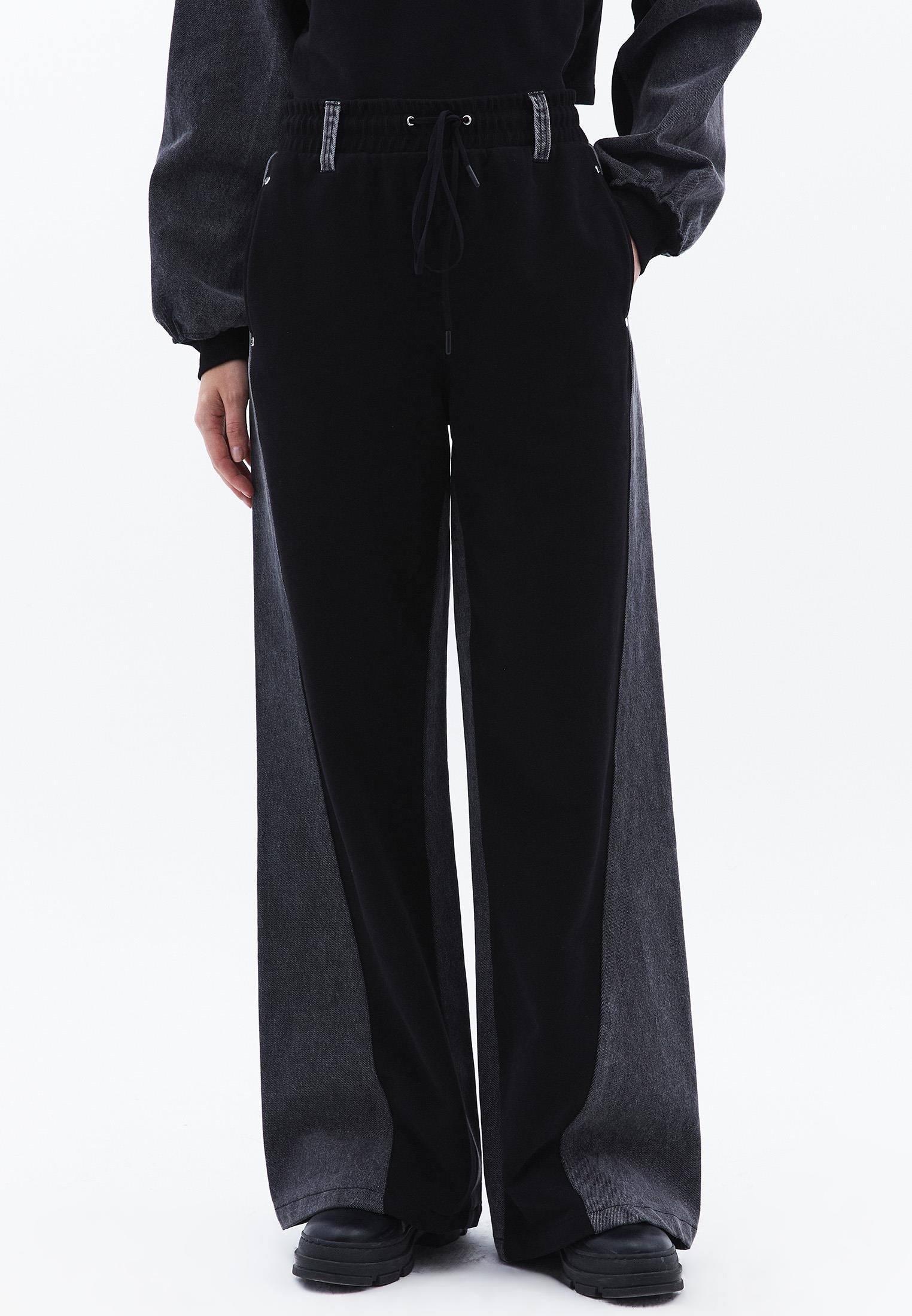 Wide Leg Ultra High Waist Pants - GREY DENIM
