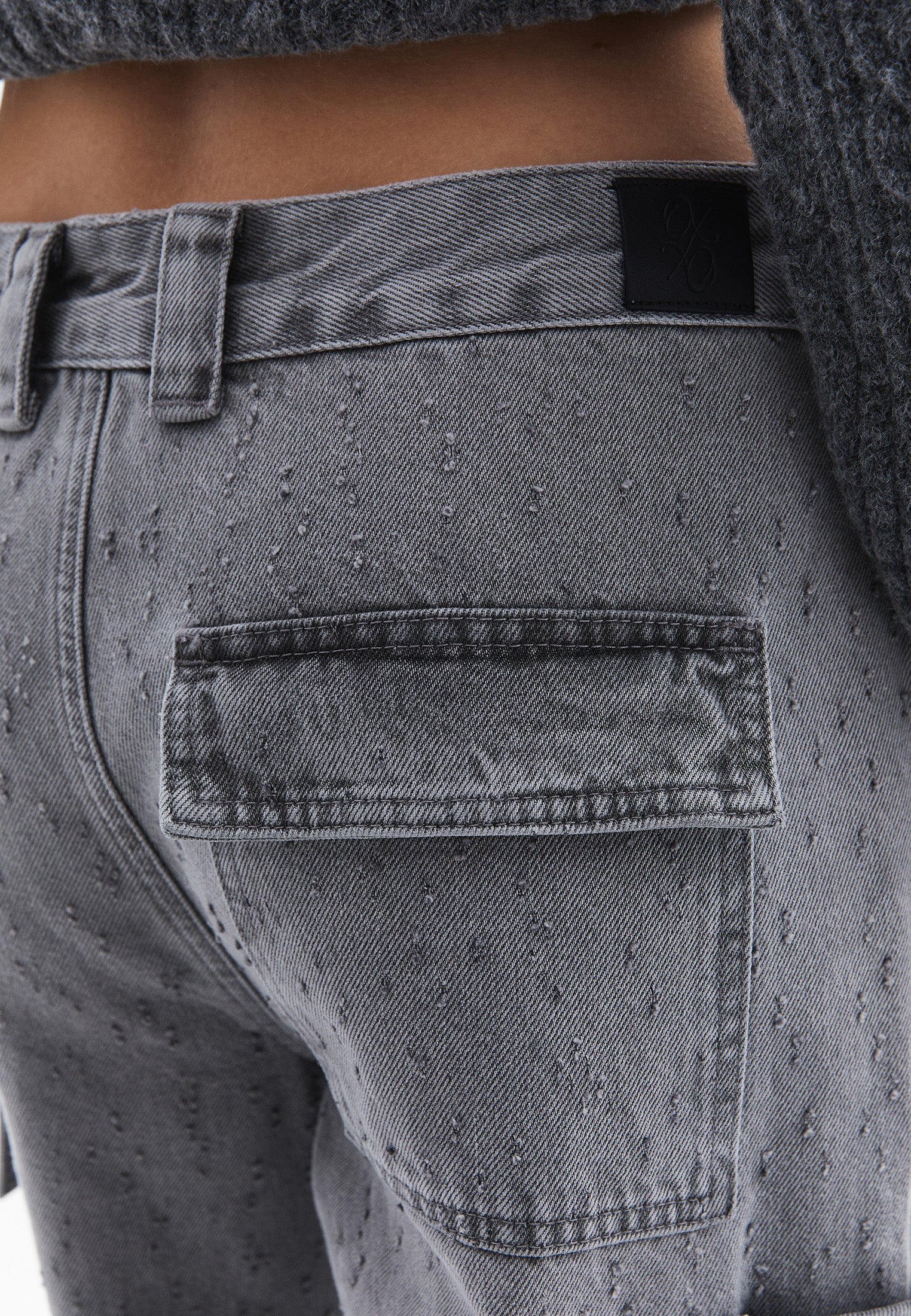 Skater Low Waist Wide Leg Pants - GREY DENIM