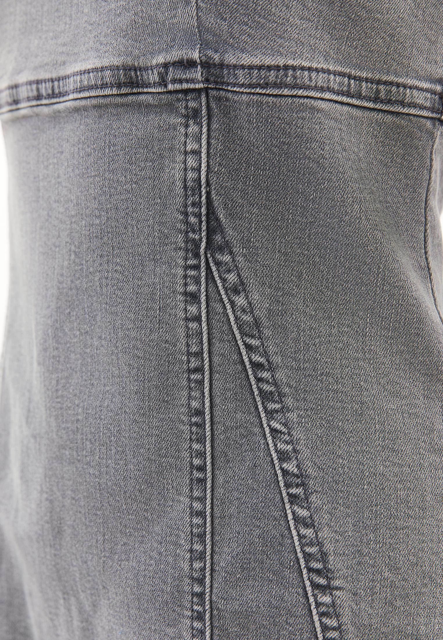 Square Neck Riveted Short Denim Dress - GREY DENIM