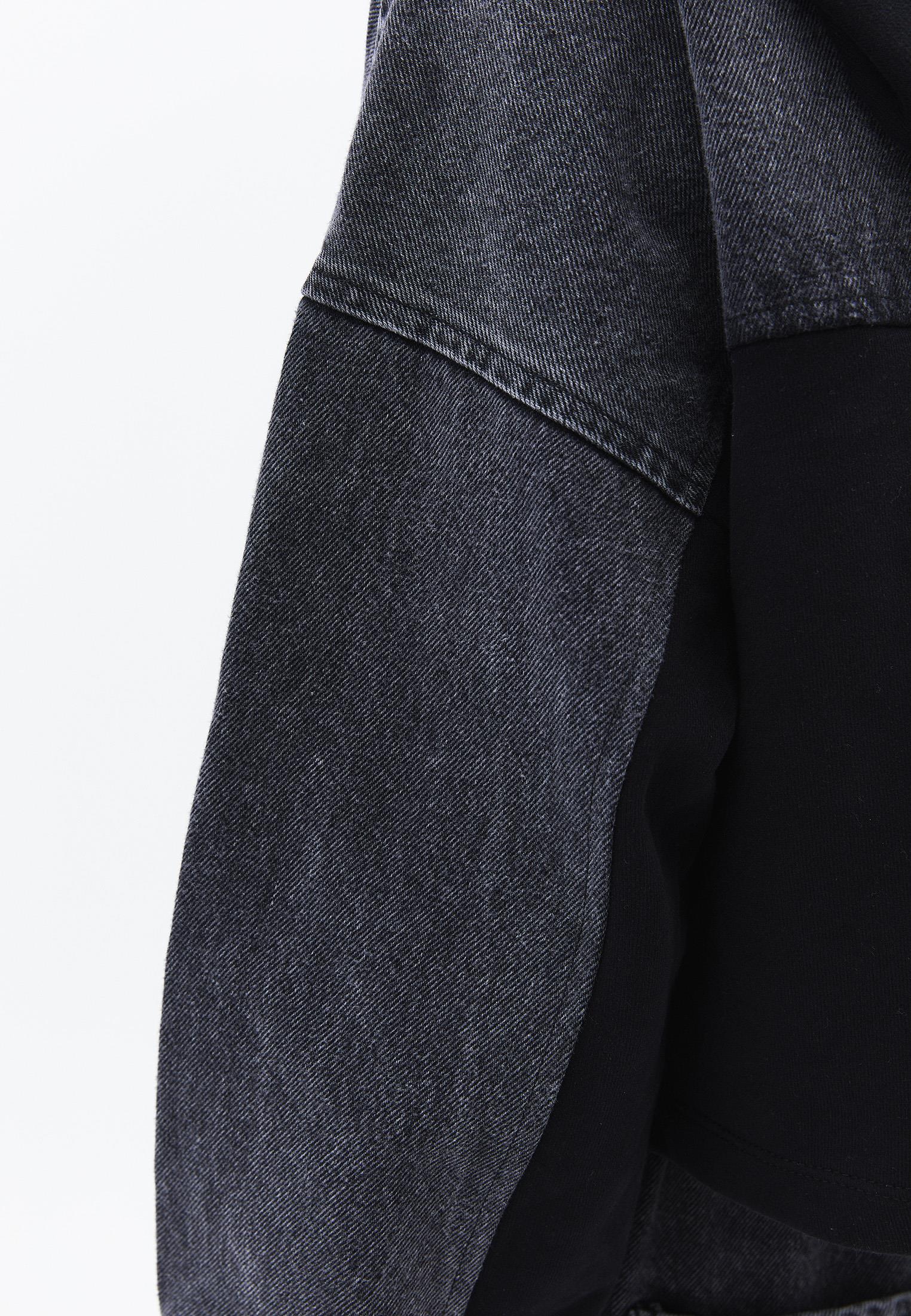 Asymmetric Oversize Cropped Sweatshirt - GREY DENIM