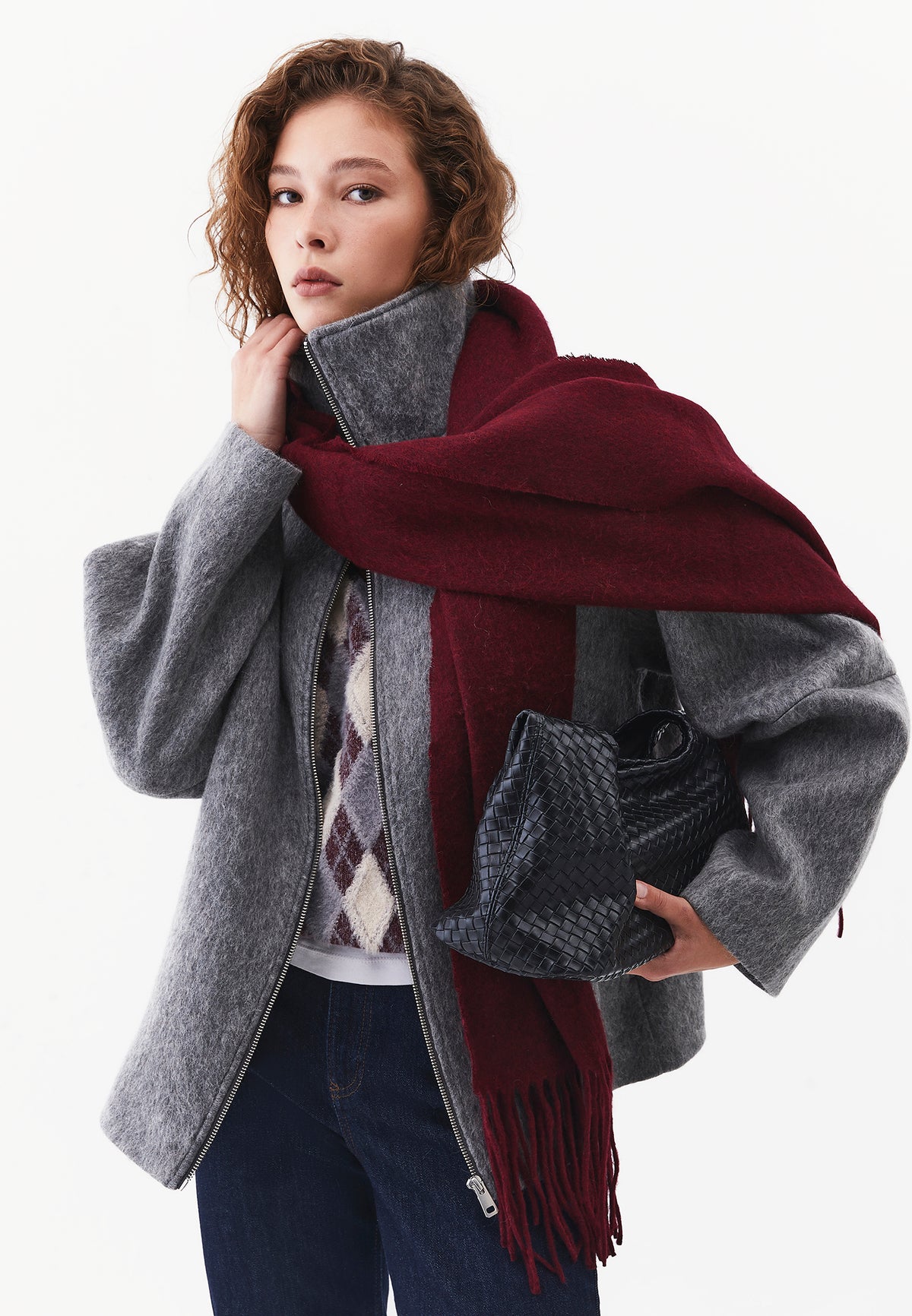 Standard Length Pleated Coat - GREY MELANGE