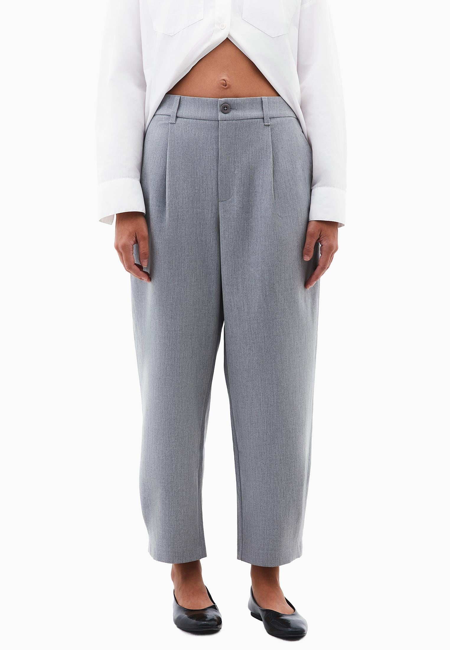 Balloon Form Long Carrot Pants - GREY MELANGE