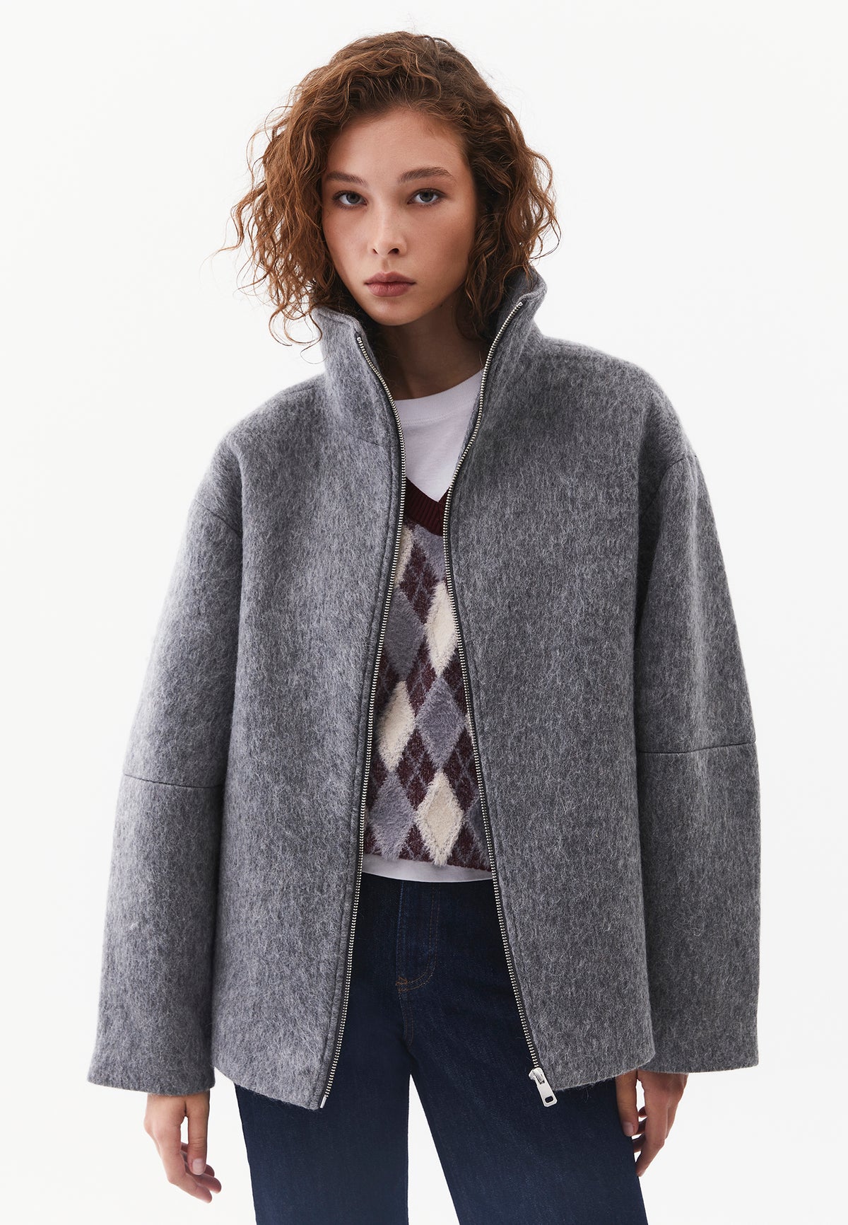 Standard Length Pleated Coat - GREY MELANGE