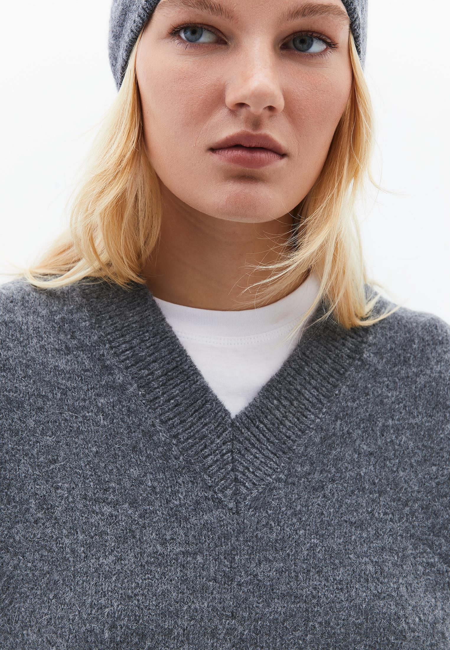 V Neck Short Comfortable Knit Vest - GREY MELANGE