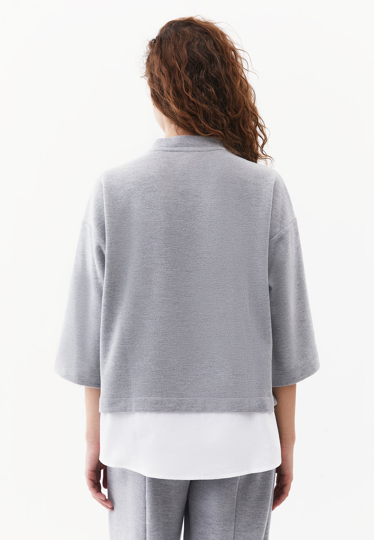 Loose Fit Zip Detail T Shirt - GREY MELANGE