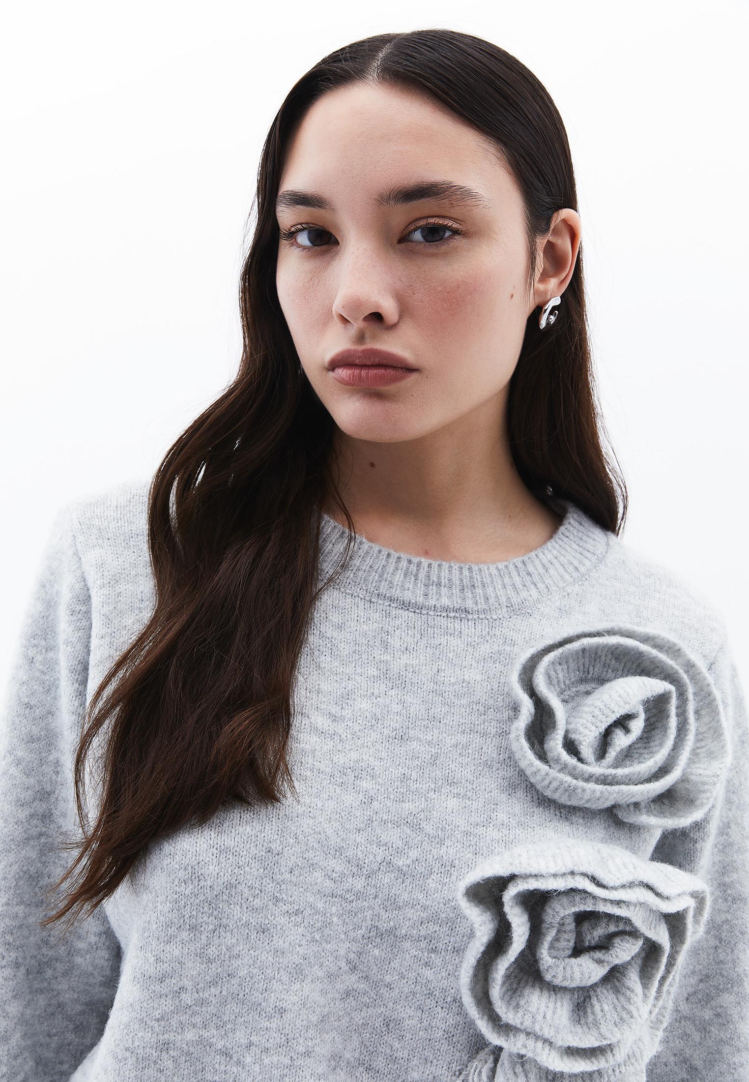 Crew Neck Sweater - GREY MELANGE