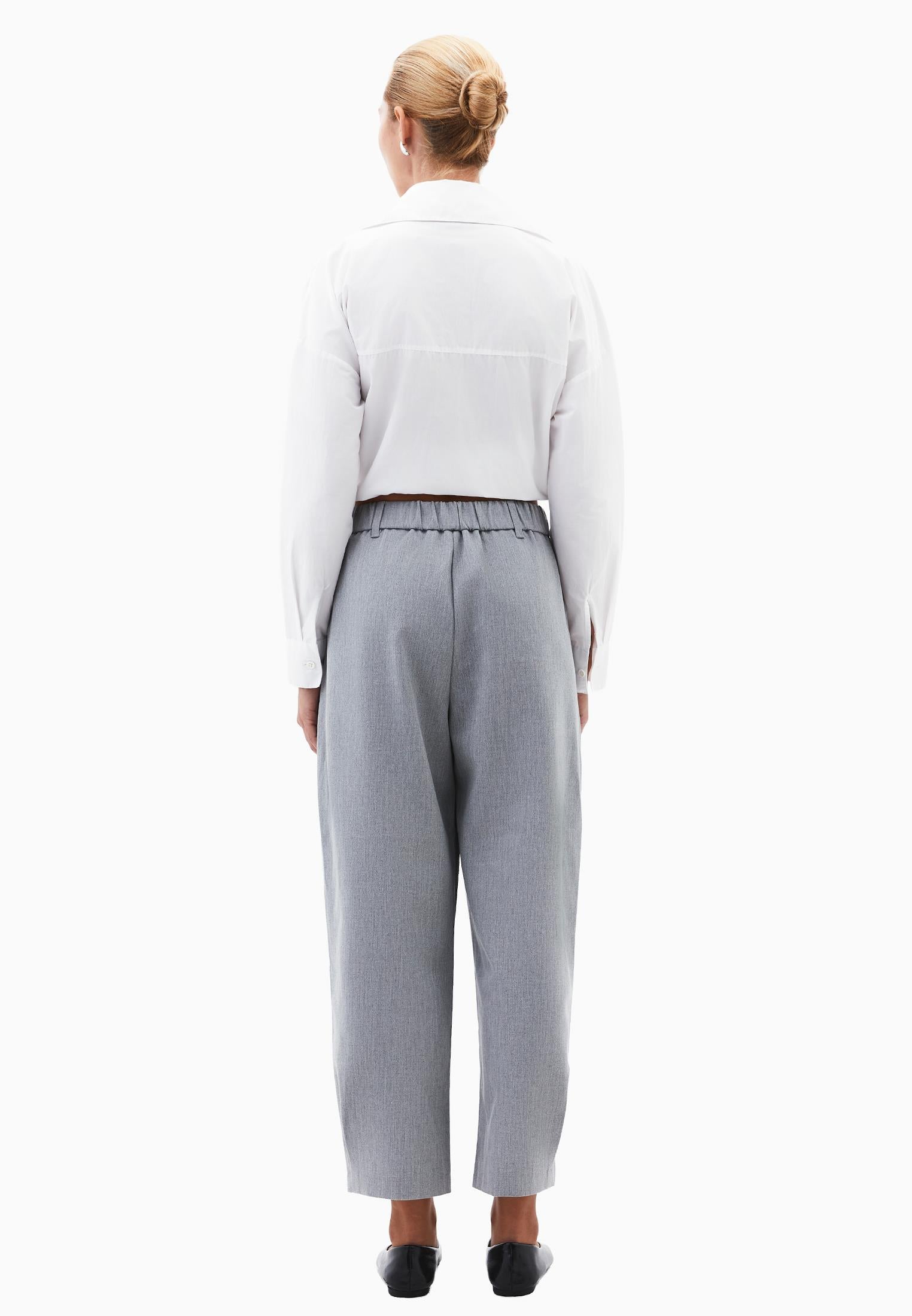 Balloon Form Long Carrot Pants - GREY MELANGE