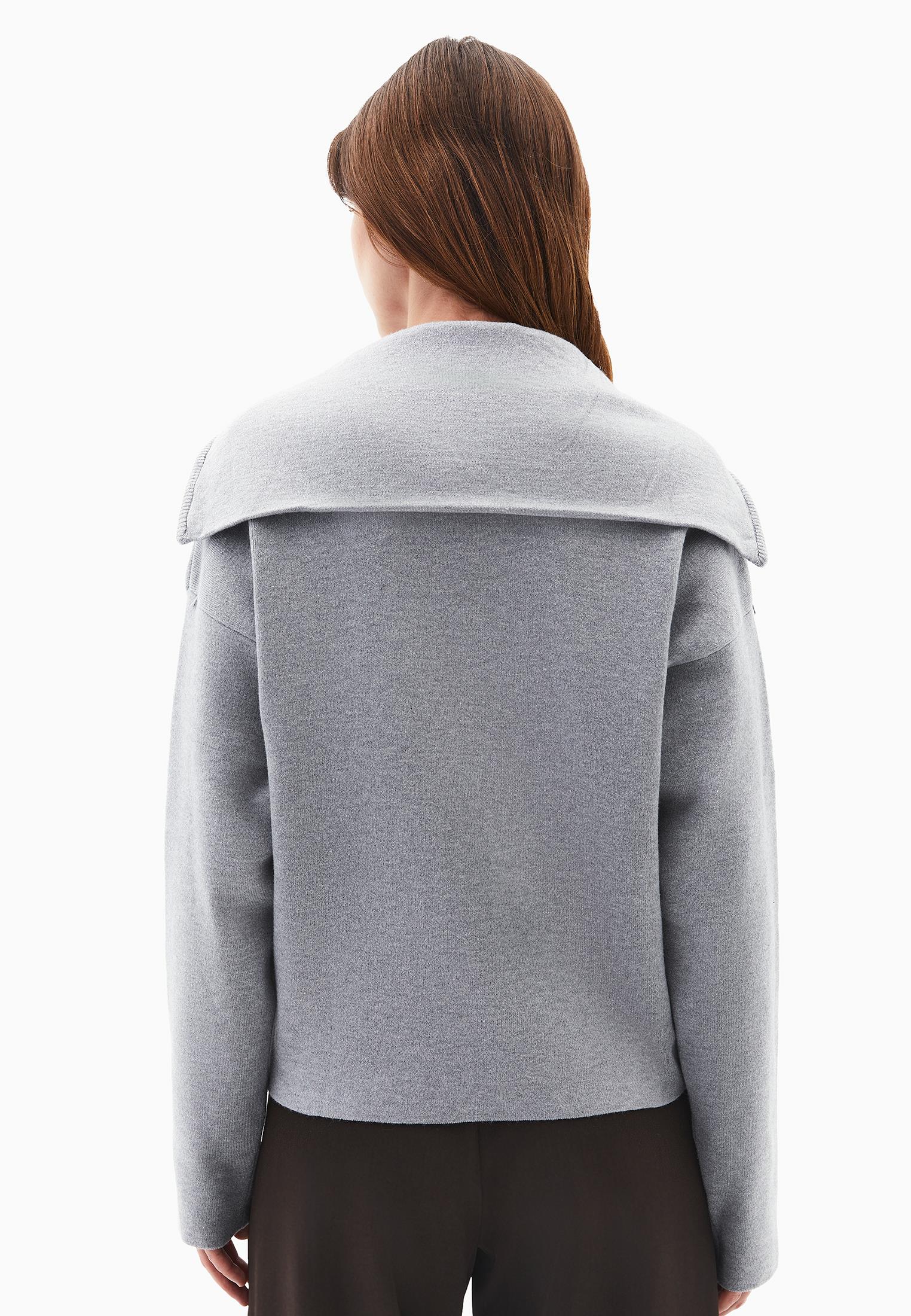 Polo Neck Viscose Sweater - GREY MELANGE