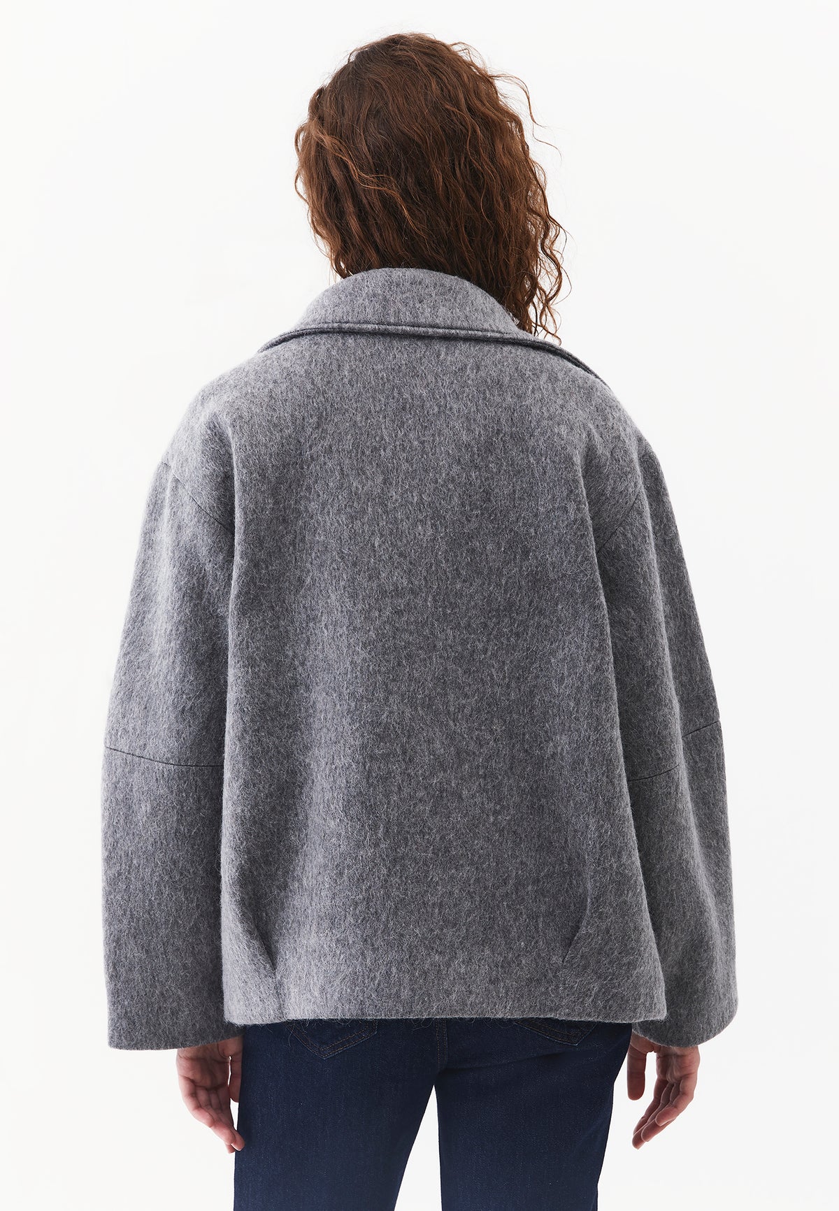 Standard Length Pleated Coat - GREY MELANGE