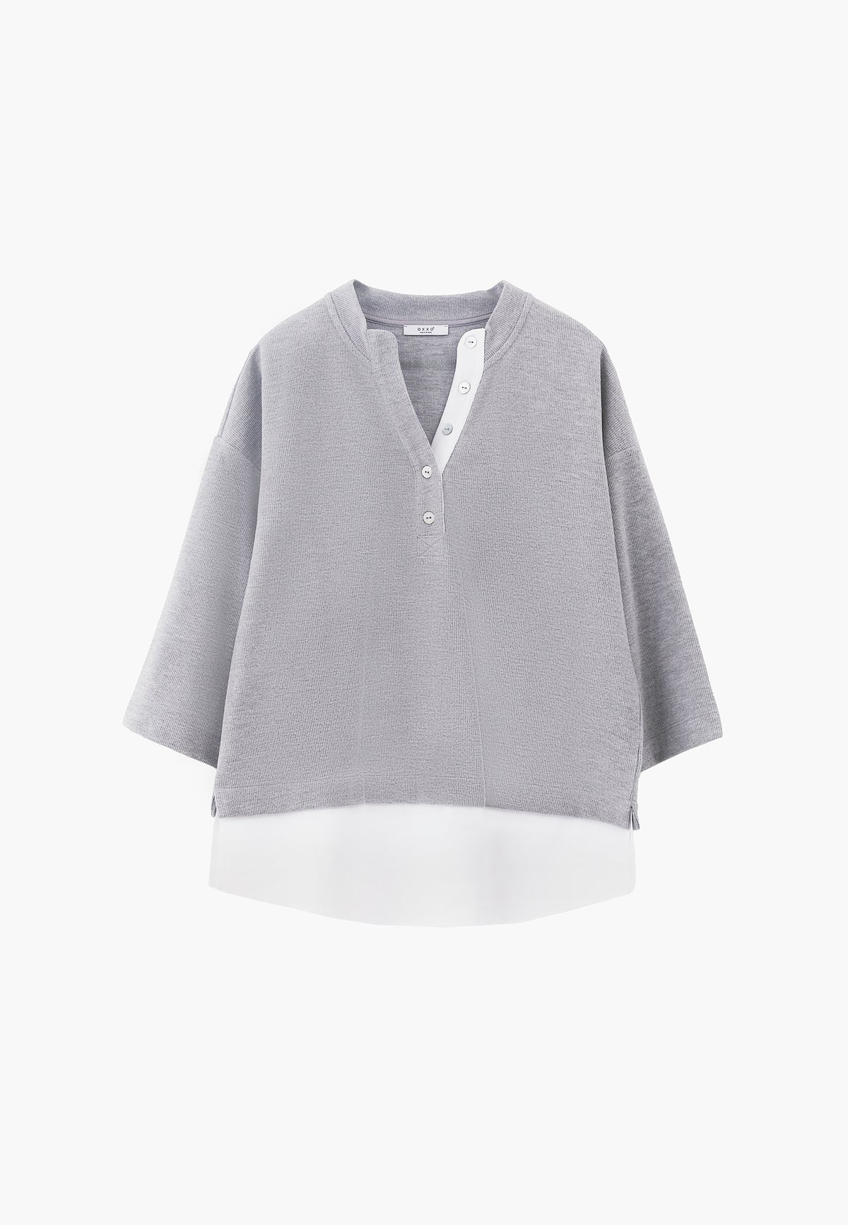 Loose Fit Zip Detail T Shirt - GREY MELANGE
