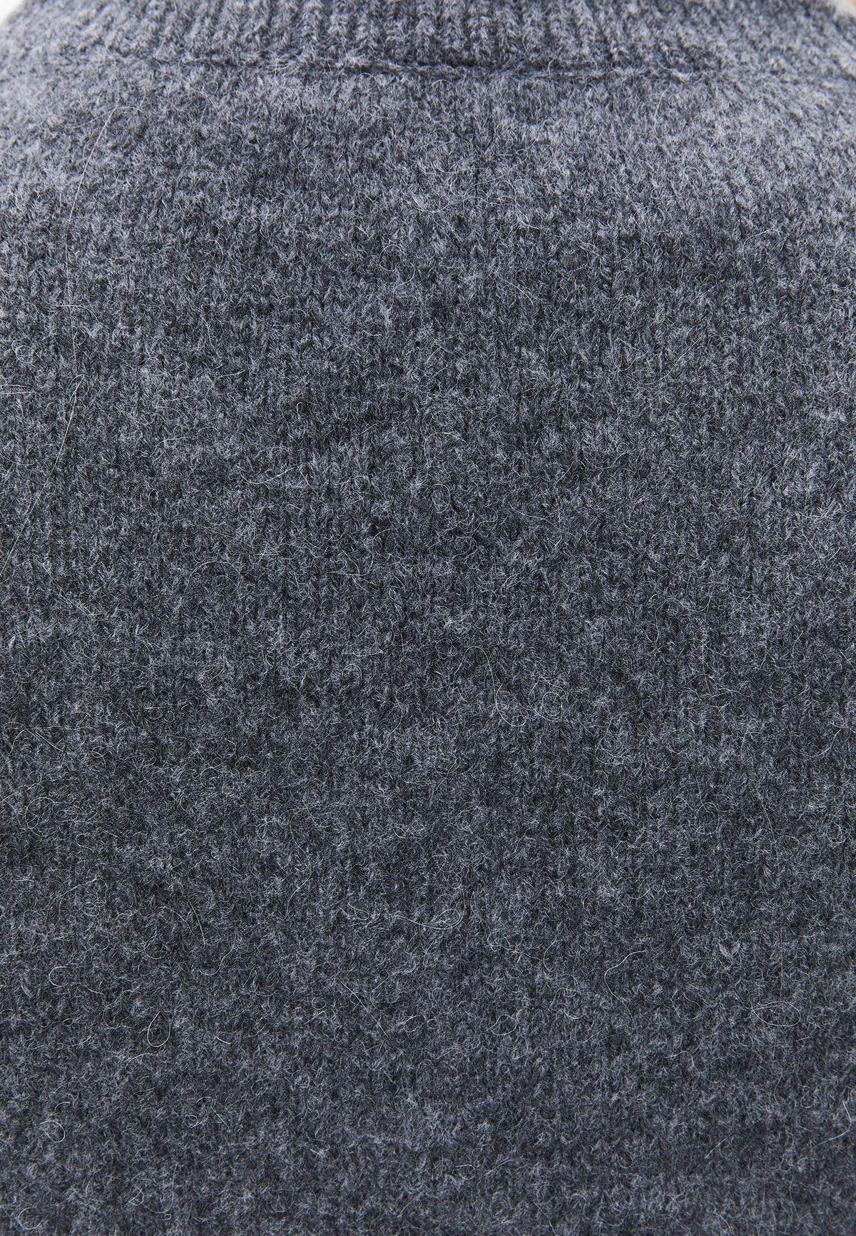 V Neck Sleeveless Knit Vest - GREY MELANGE