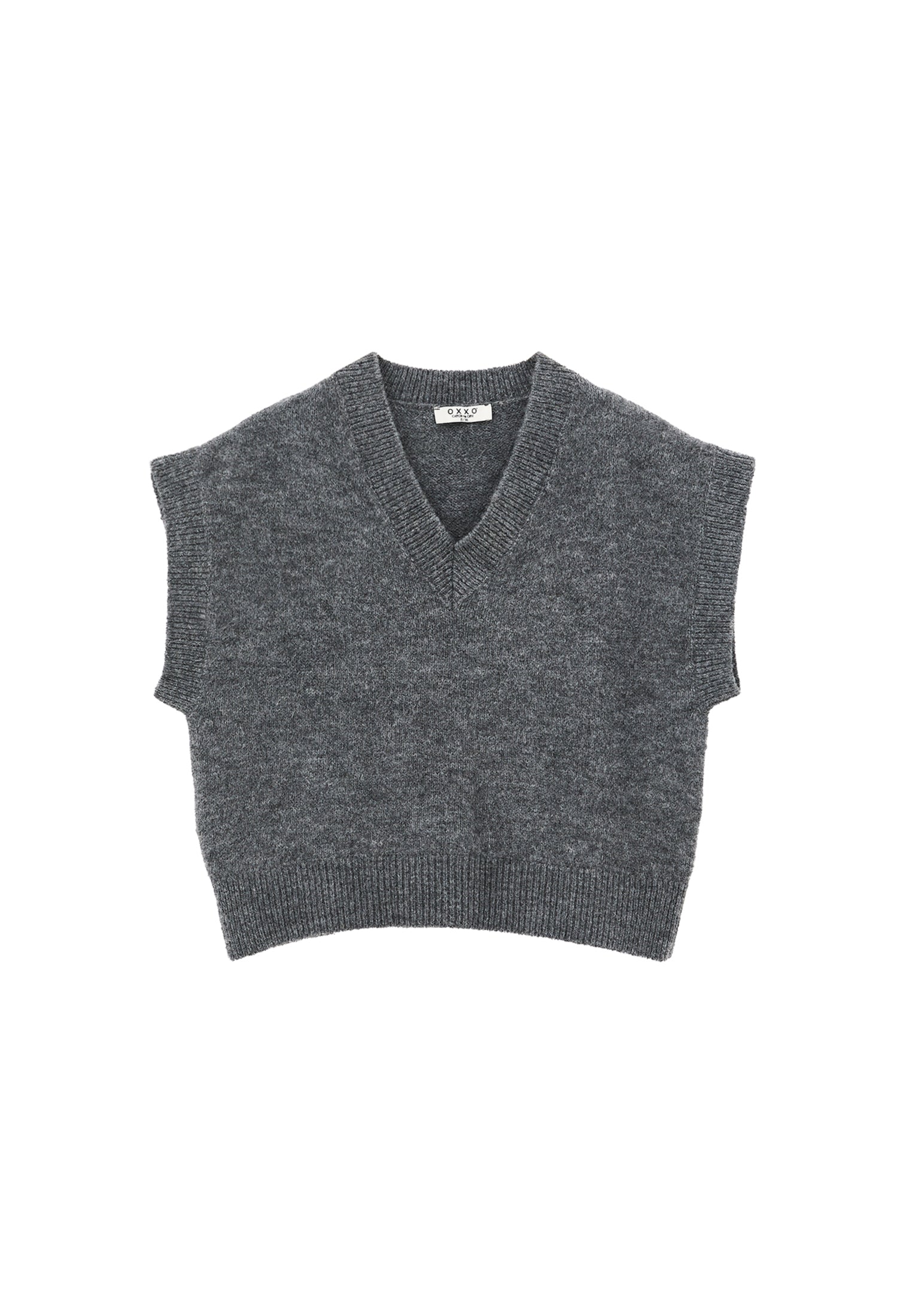 V Neck Short Comfortable Knit Vest - GREY MELANGE