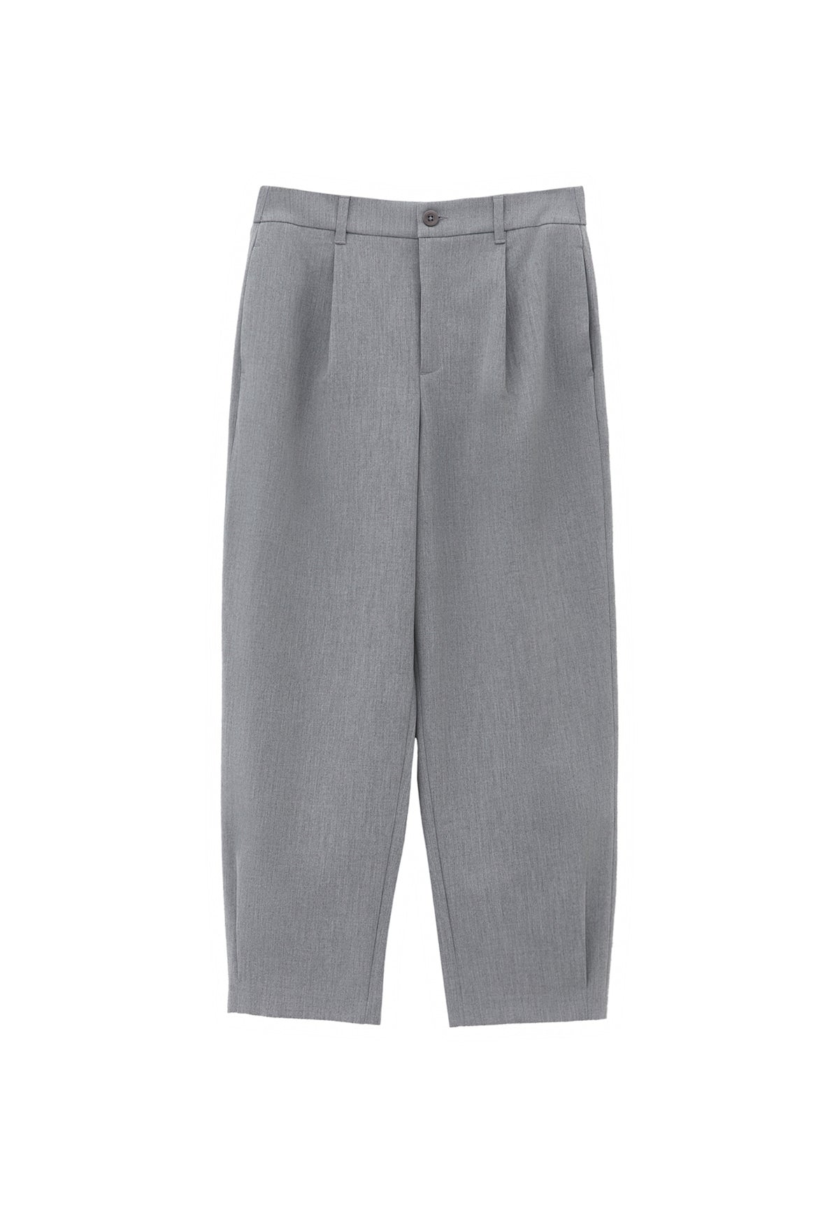 Balloon Form Pleated Carrot Leg Pants - GREY MELANGE