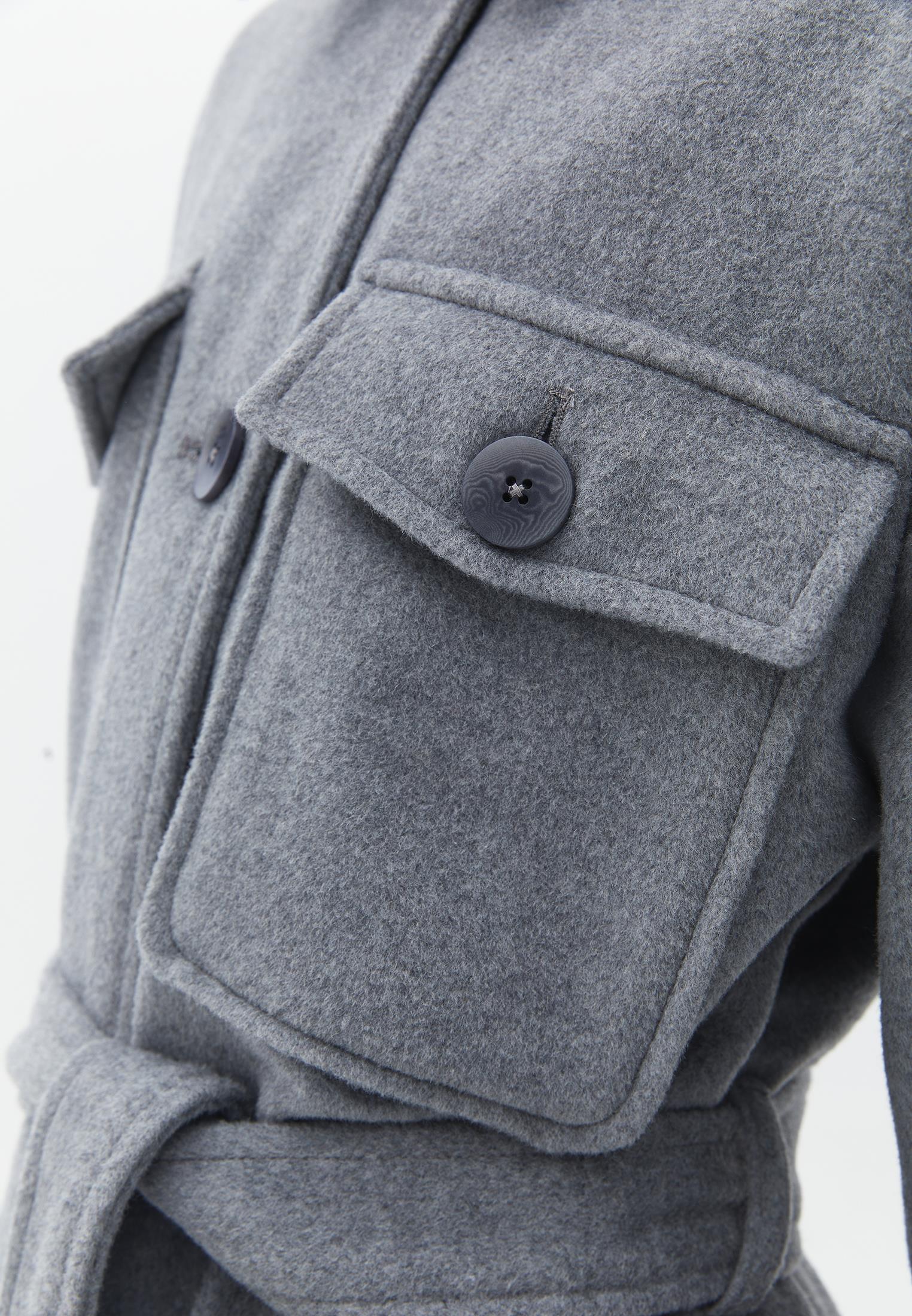 Long Loose Coat With Shirt Collar - GREY MELANGE