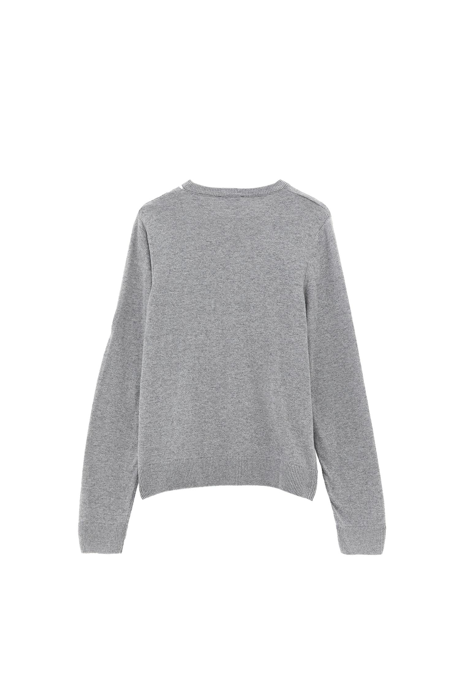 Crew Neck Long Sleeve Sweater - GREY MELANGE
