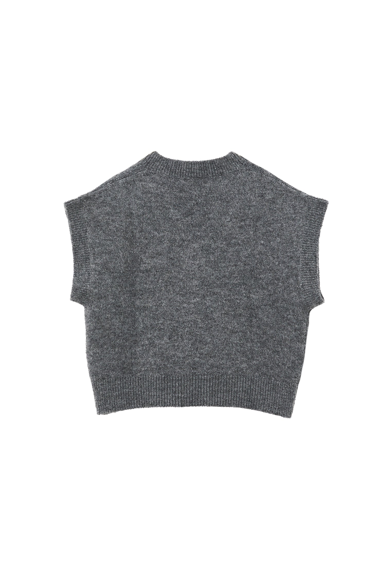 V Neck Short Comfortable Knit Vest - GREY MELANGE