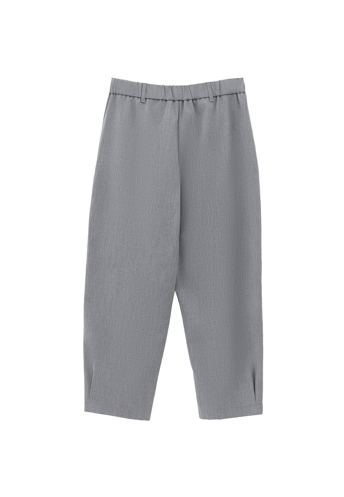 Balloon Form Pleated Carrot Leg Pants - GREY MELANGE