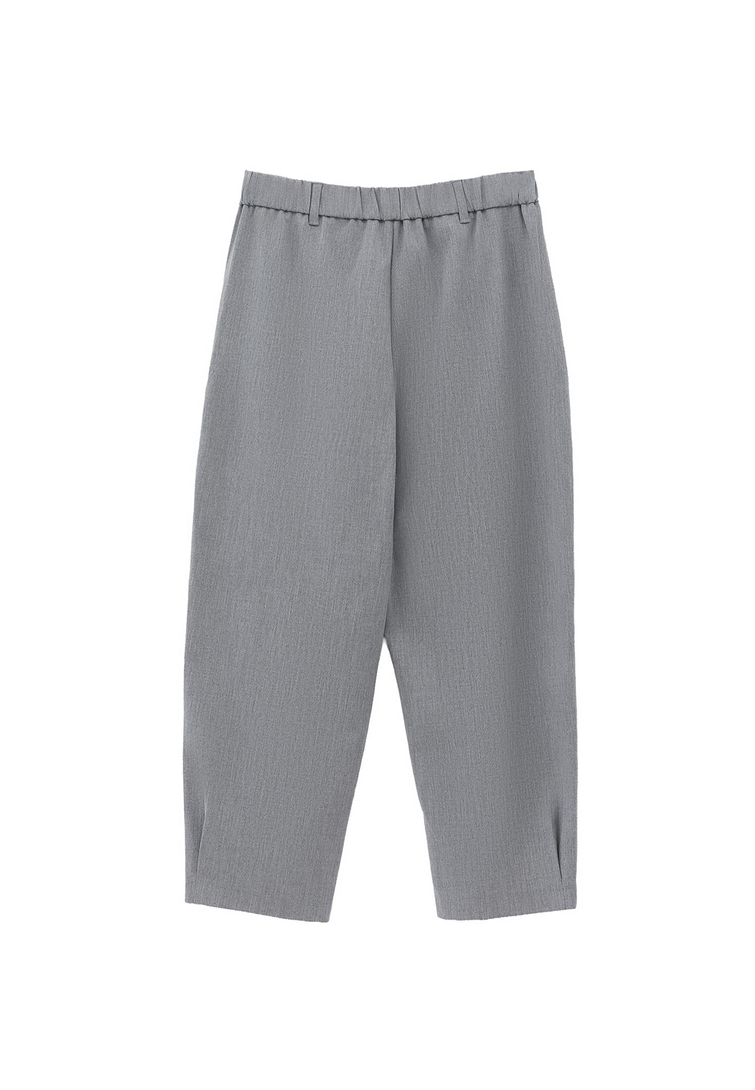 Balloon Form Long Carrot Pants - GREY MELANGE