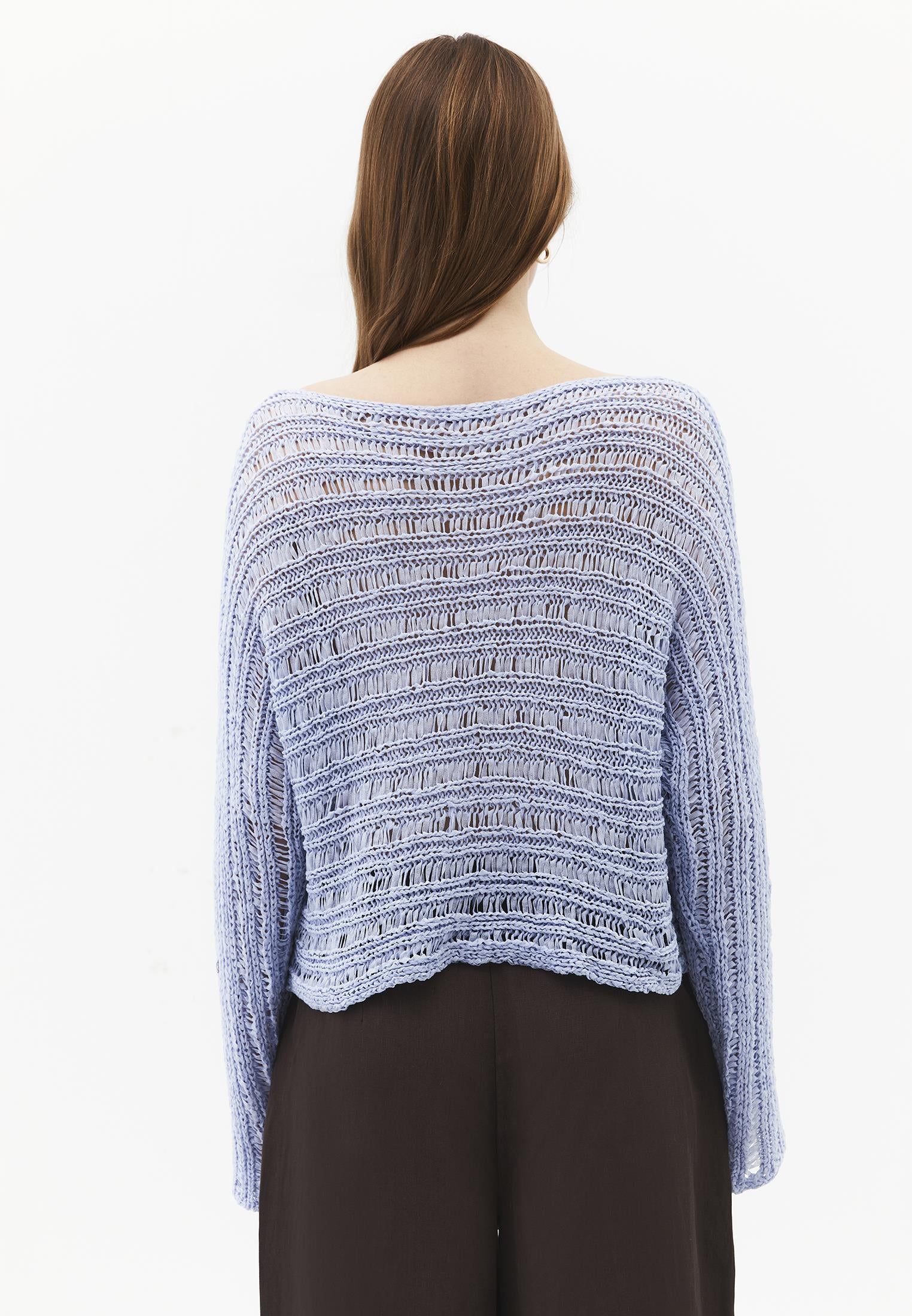Ajour Standard Boat Neck Knit Sweater - HALOGEN BLUE