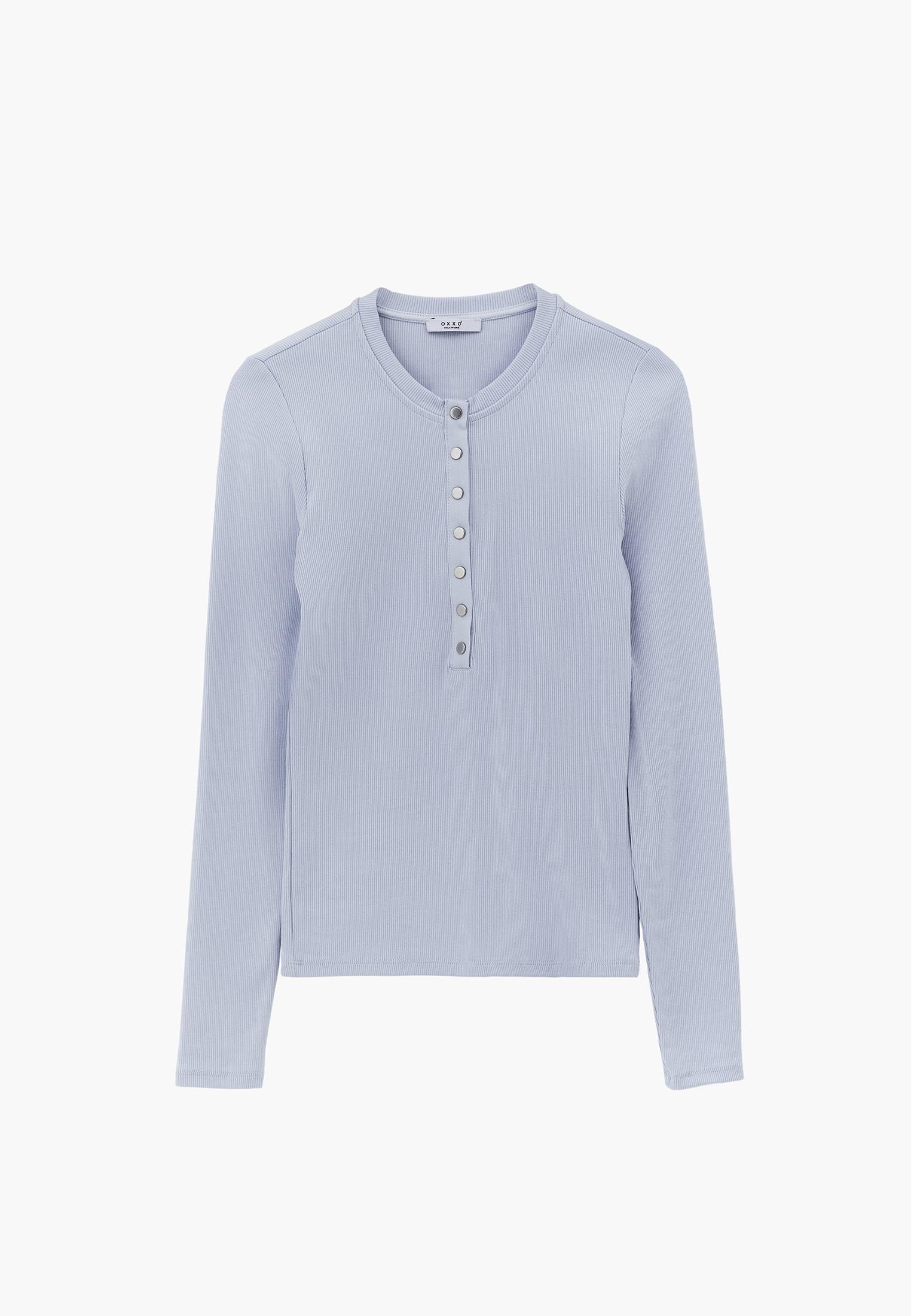 Crew Neck Long Sleeve T-Shirt - HALOGEN BLUE