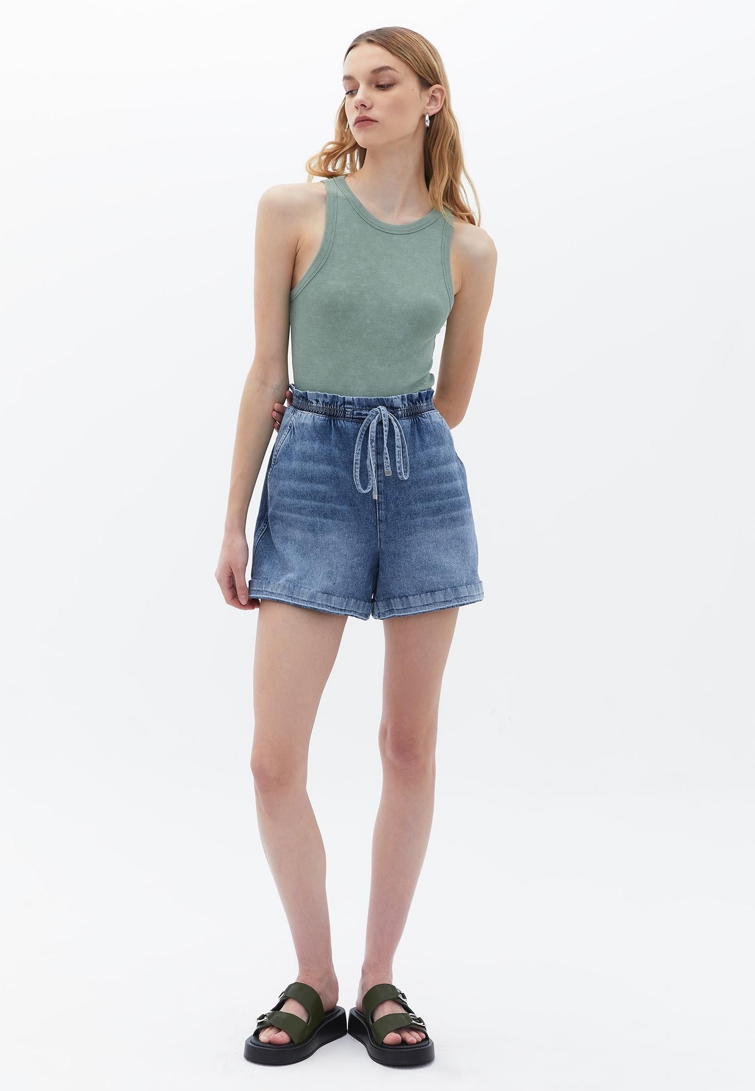 Halter Neck Bodycon Crop Top - HEDGE GREEN