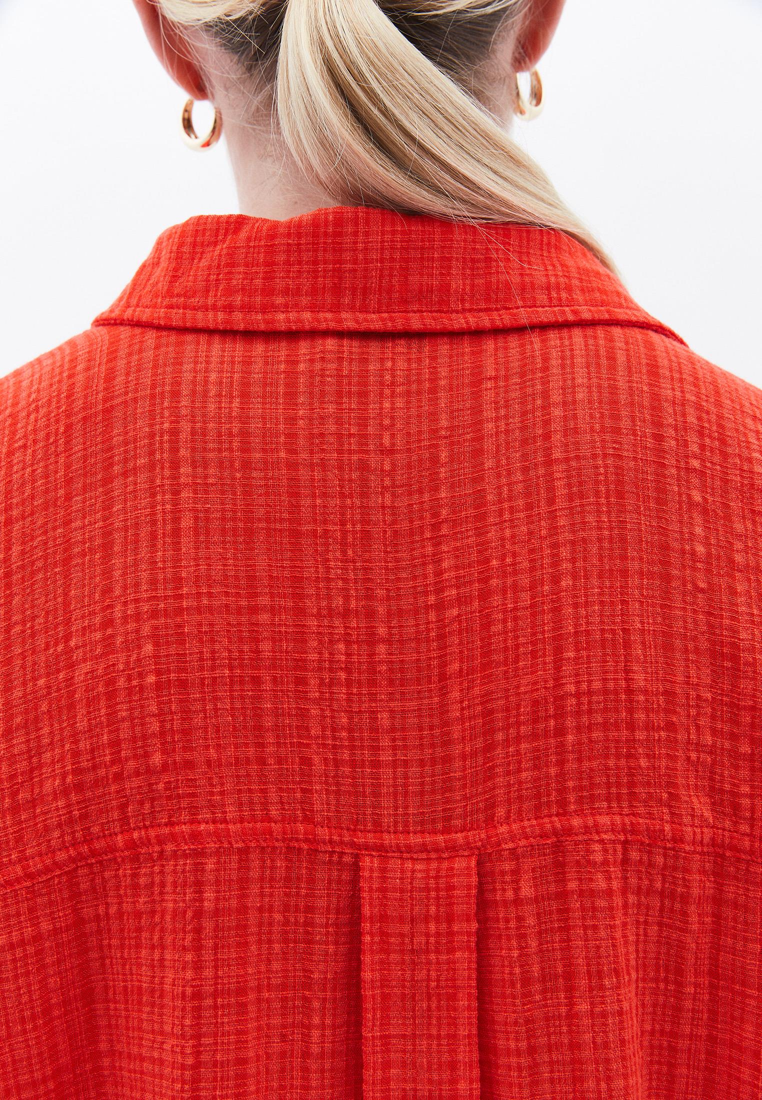 Oversize Long Sleeve Shirt With Pocket Detail - HIGH RED