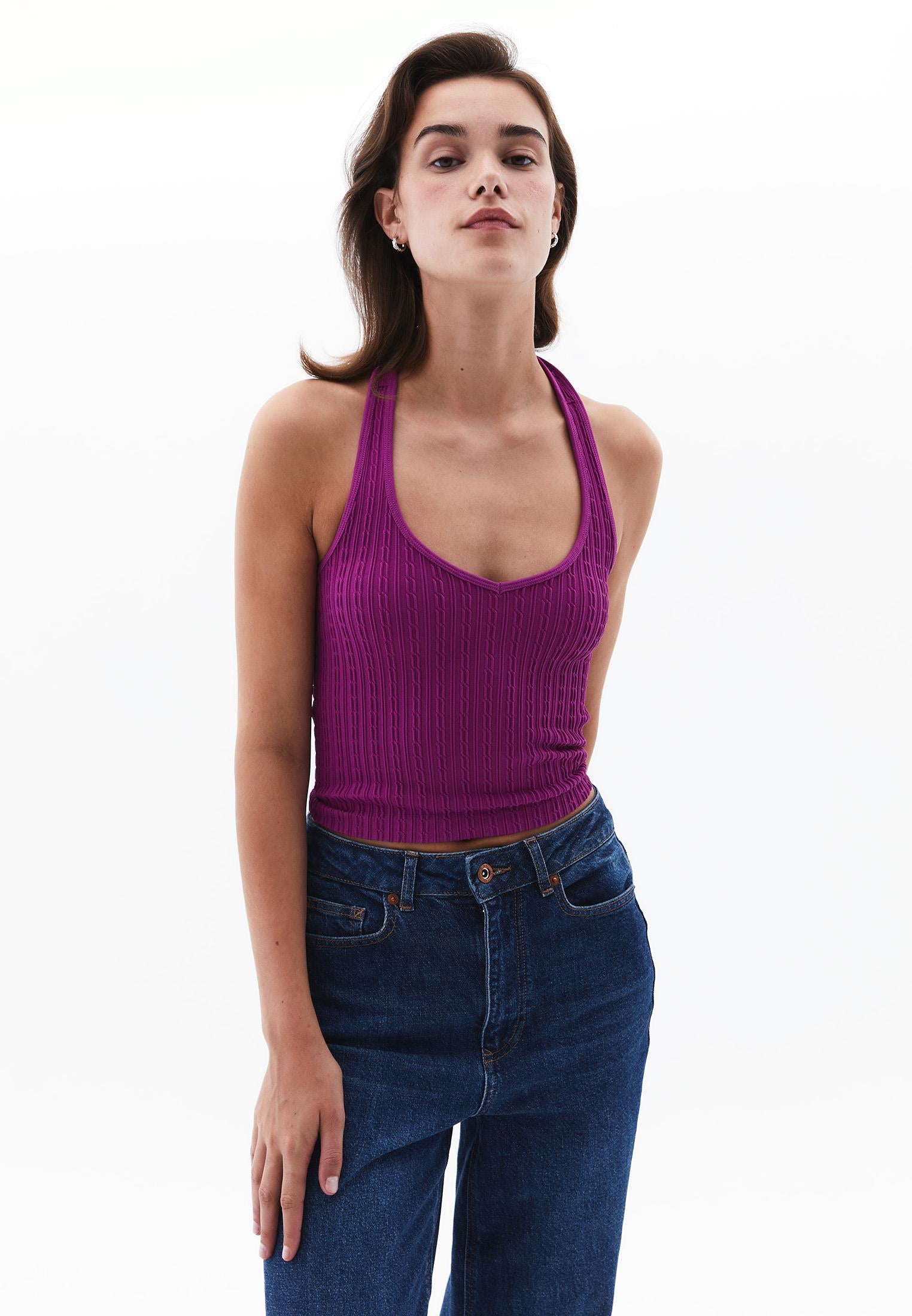 V Neck Seamless Camisole - HOLLYHOCK
