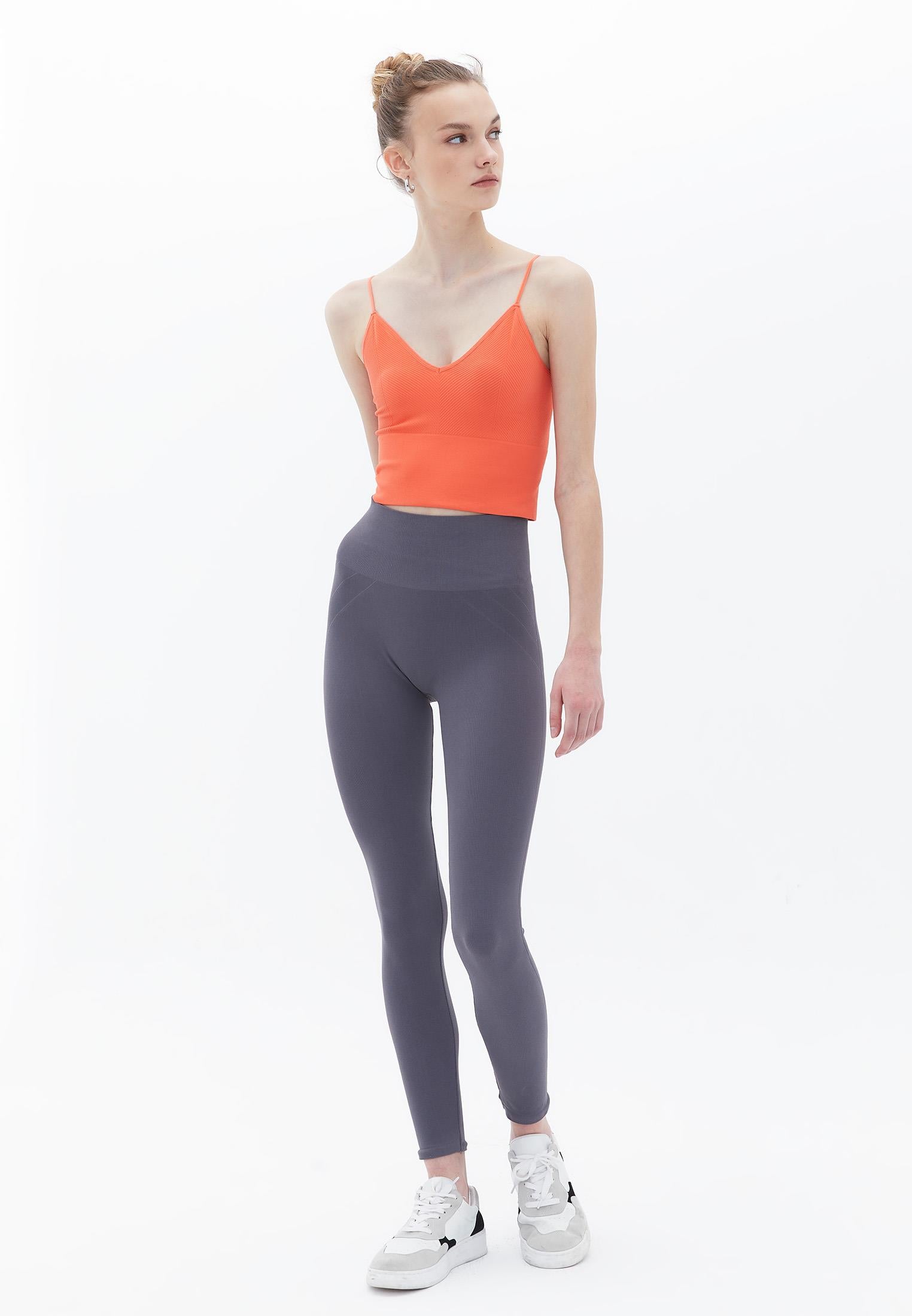 Jacquard Patterned V Neck Tank Top - HOT CORAL