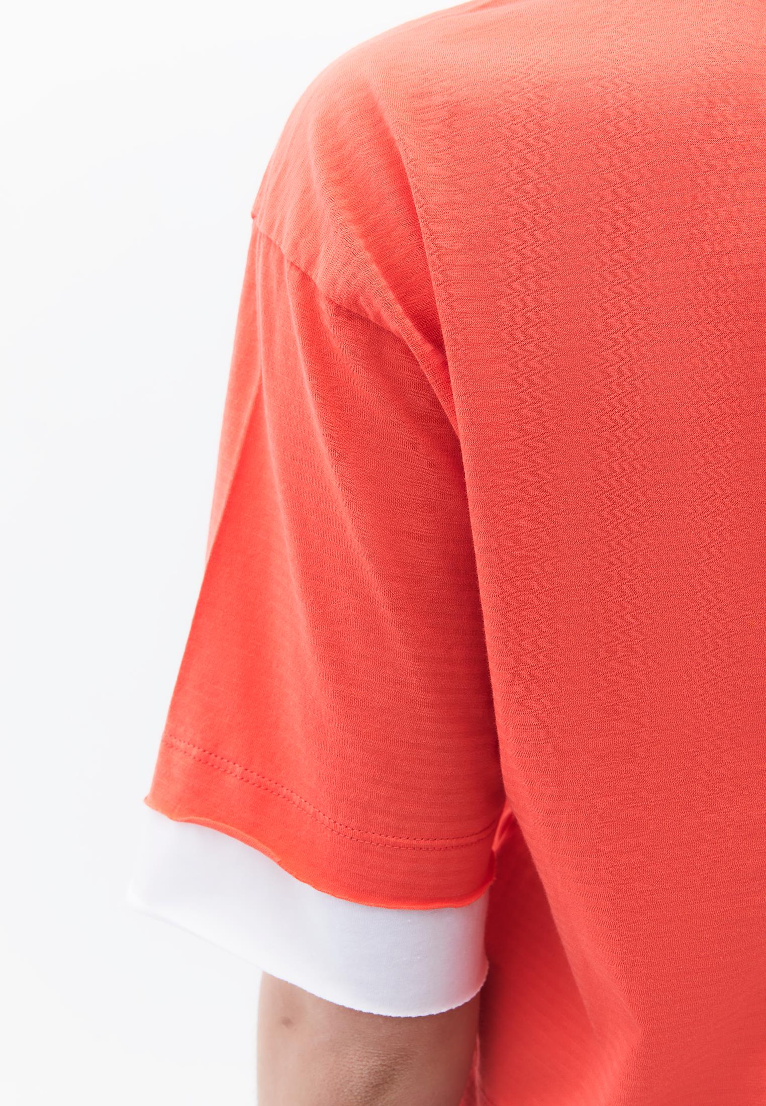 Cropped Crew Neck T-Shirt - HOT CORAL