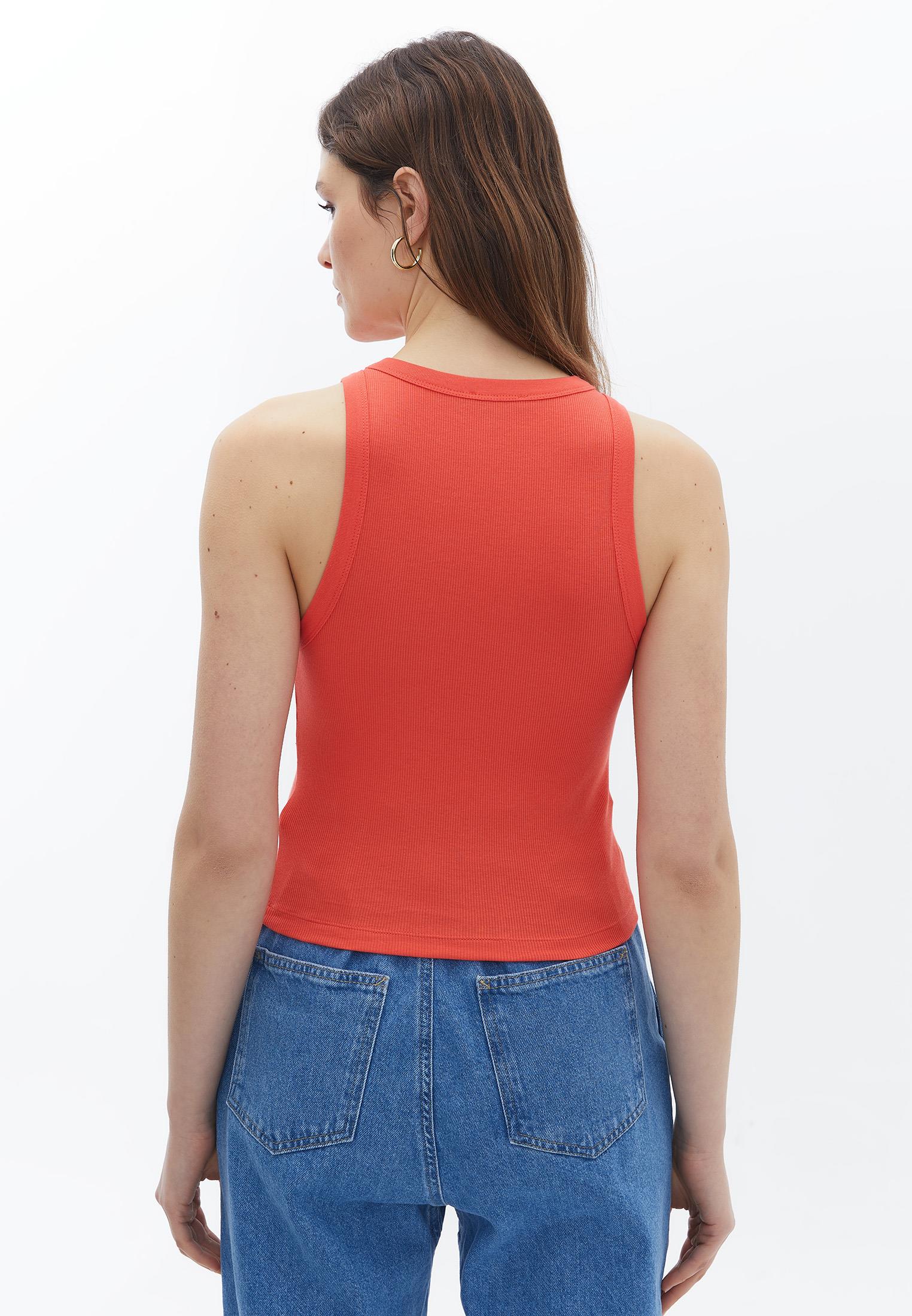 Halter Neck Sleeveless Tank - HOT CORAL