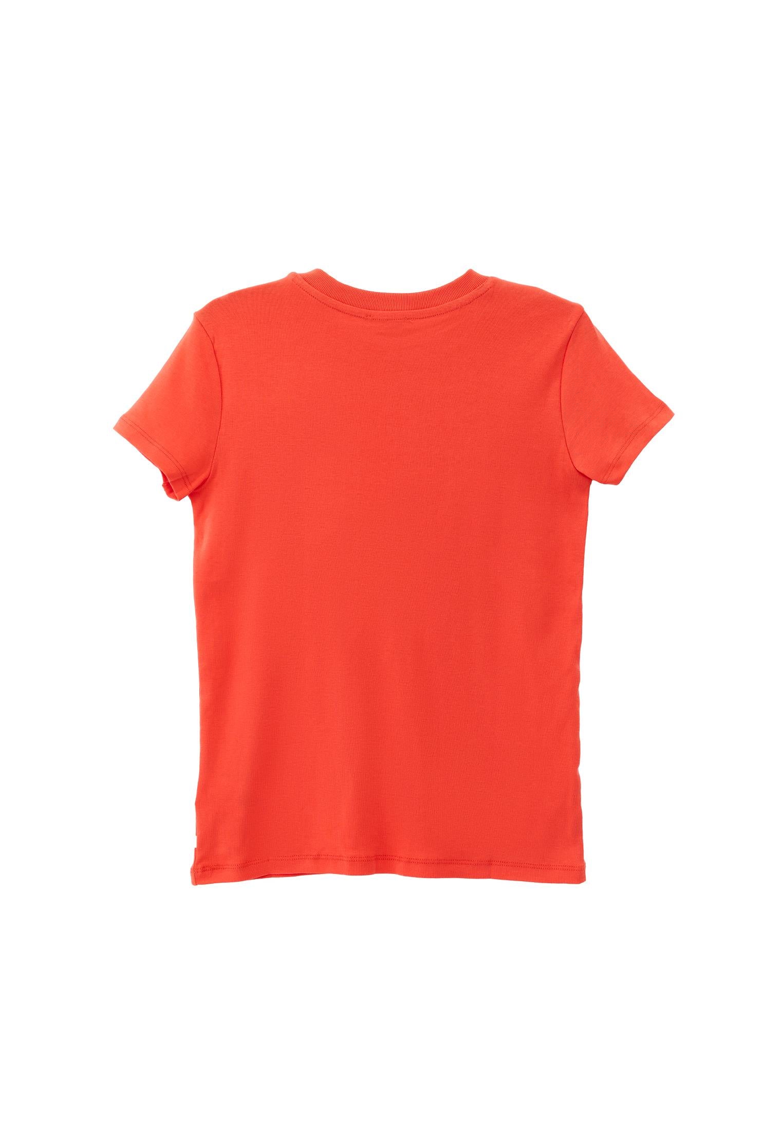 Crew Neck Loose Fit T-Shirt - HOT CORAL