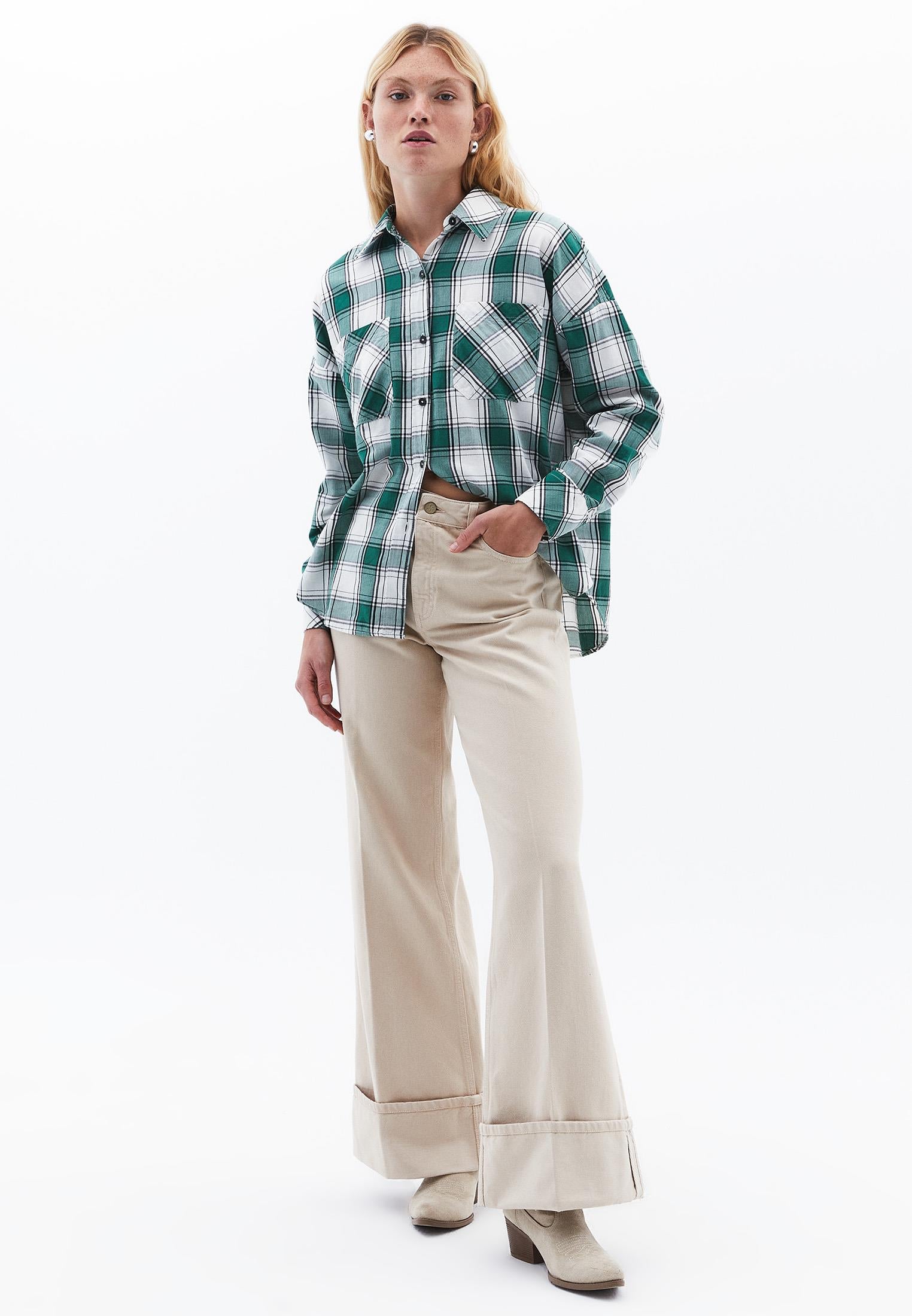 Oversize Buttoned Shirt - HUNTER GREEN CHECK