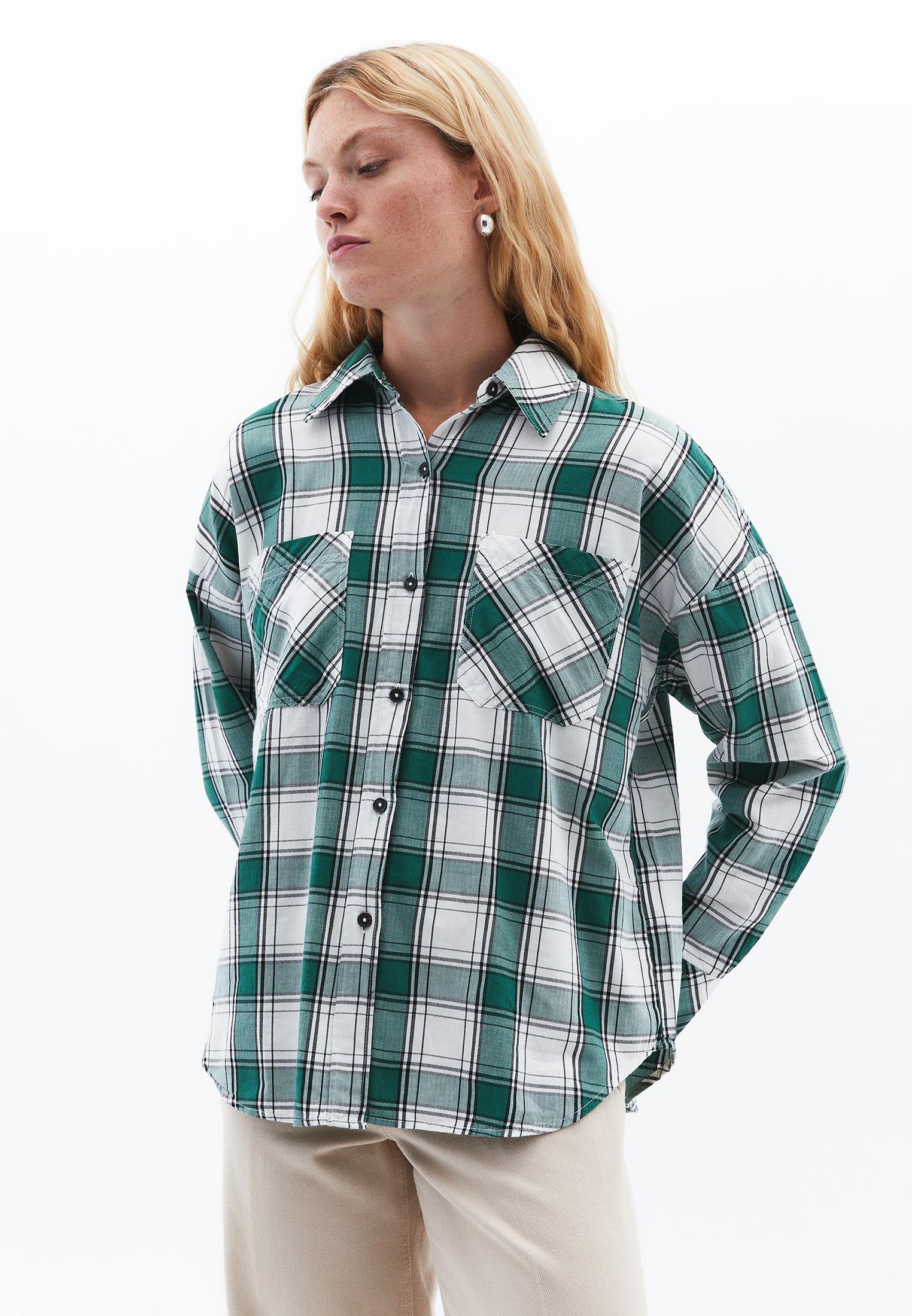 Oversize Buttoned Shirt - HUNTER GREEN CHECK