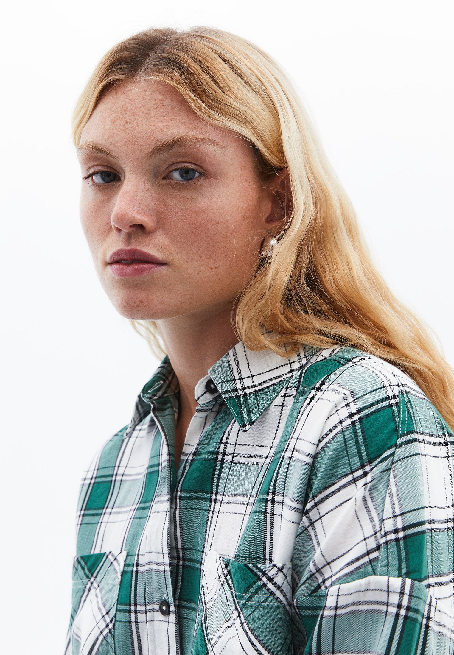 Oversize Buttoned Shirt - HUNTER GREEN CHECK