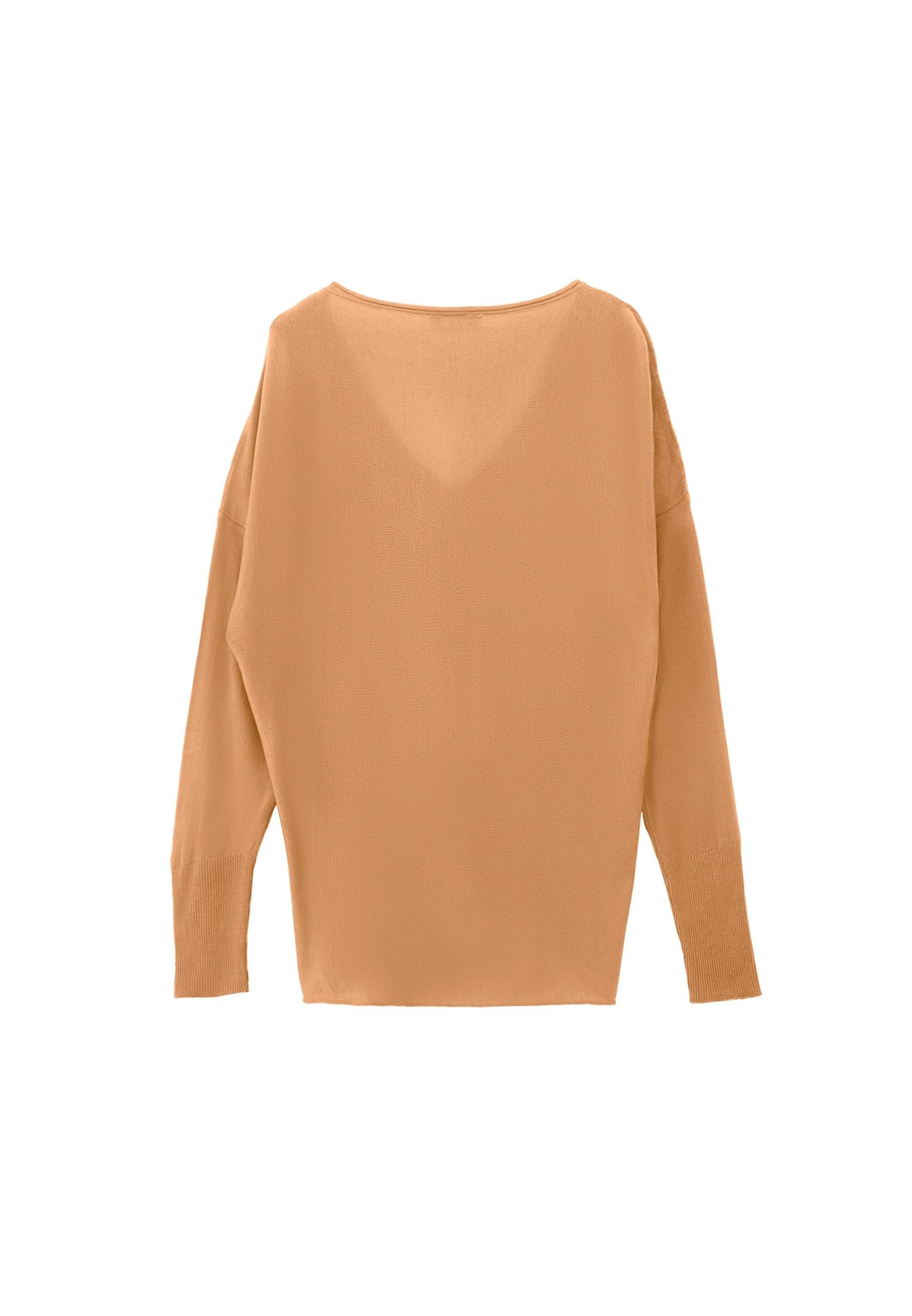 V Neck Long Sleeve Sweater - ICED COFFEE